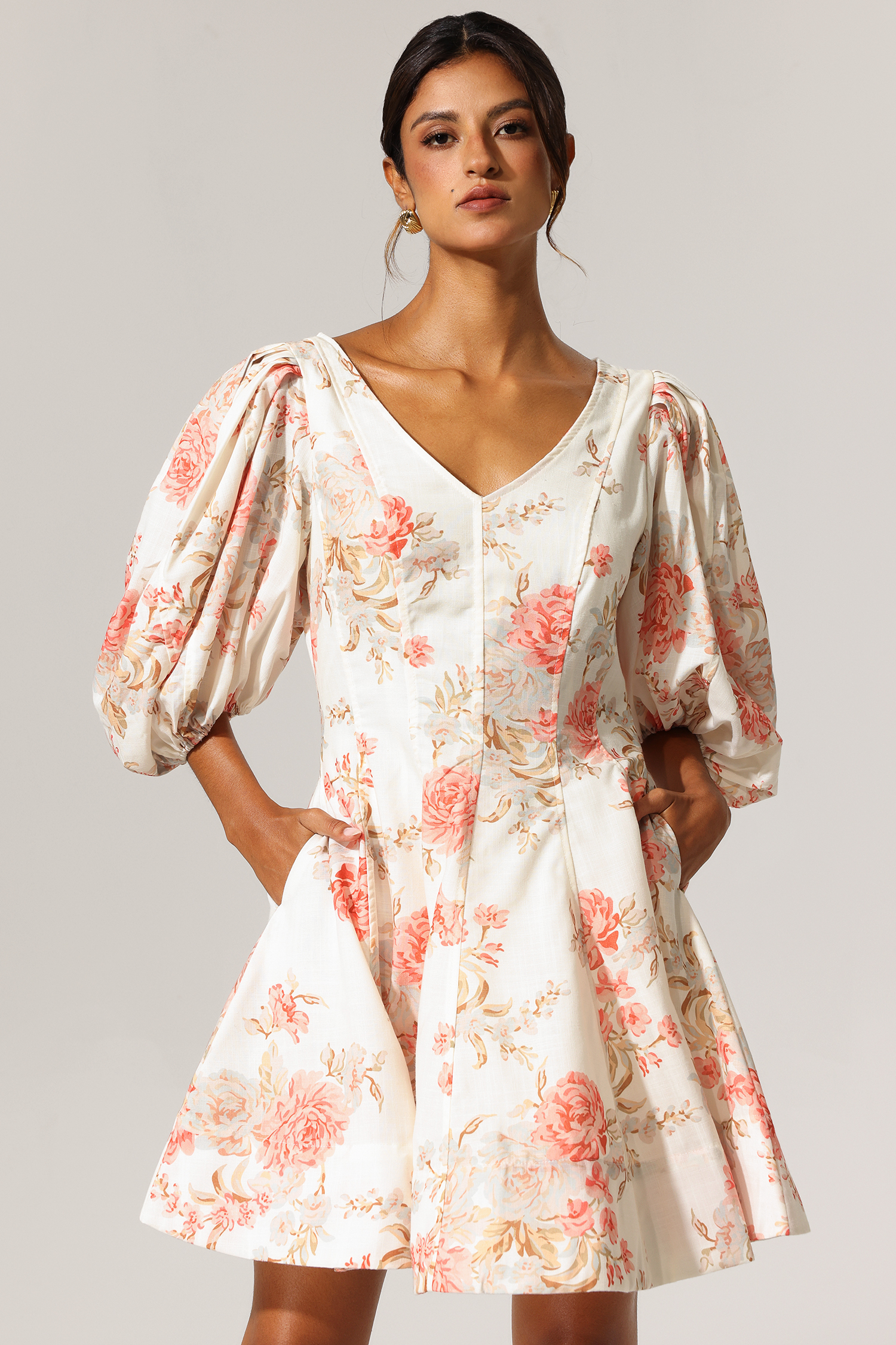 Egbert V-Neck Floral Printed Mini Dress