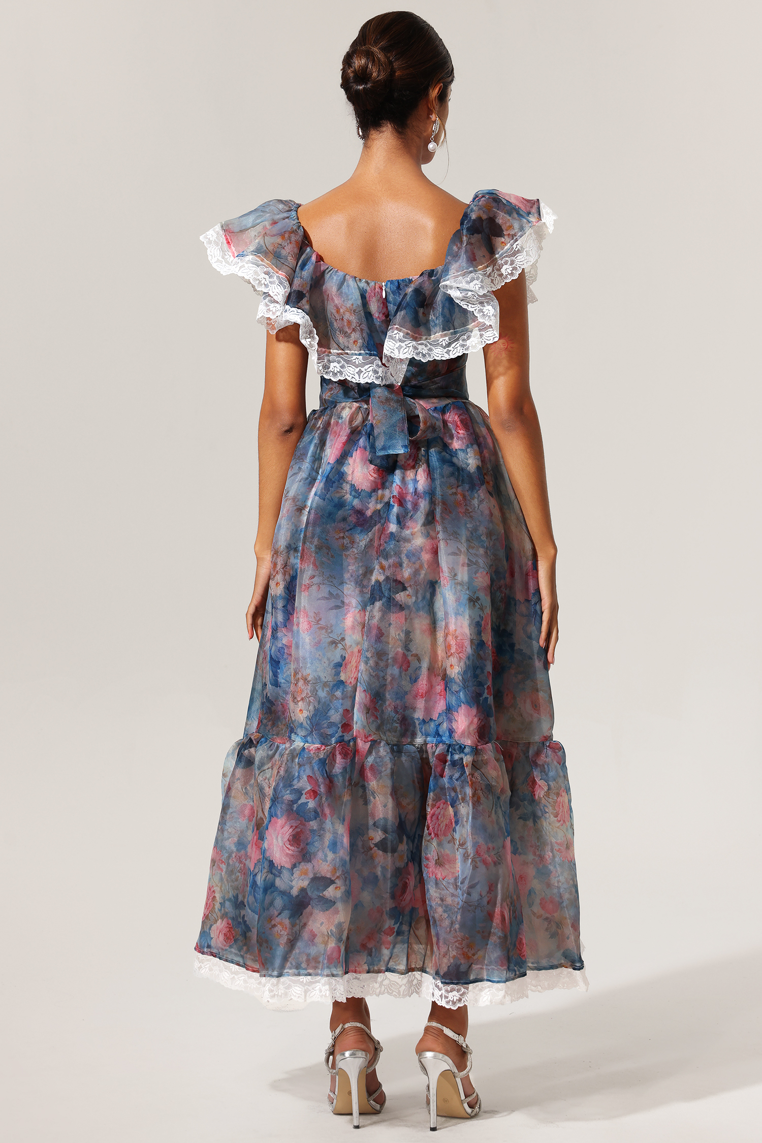 Yalia Floral Printed Ruffled Maxi Dress
