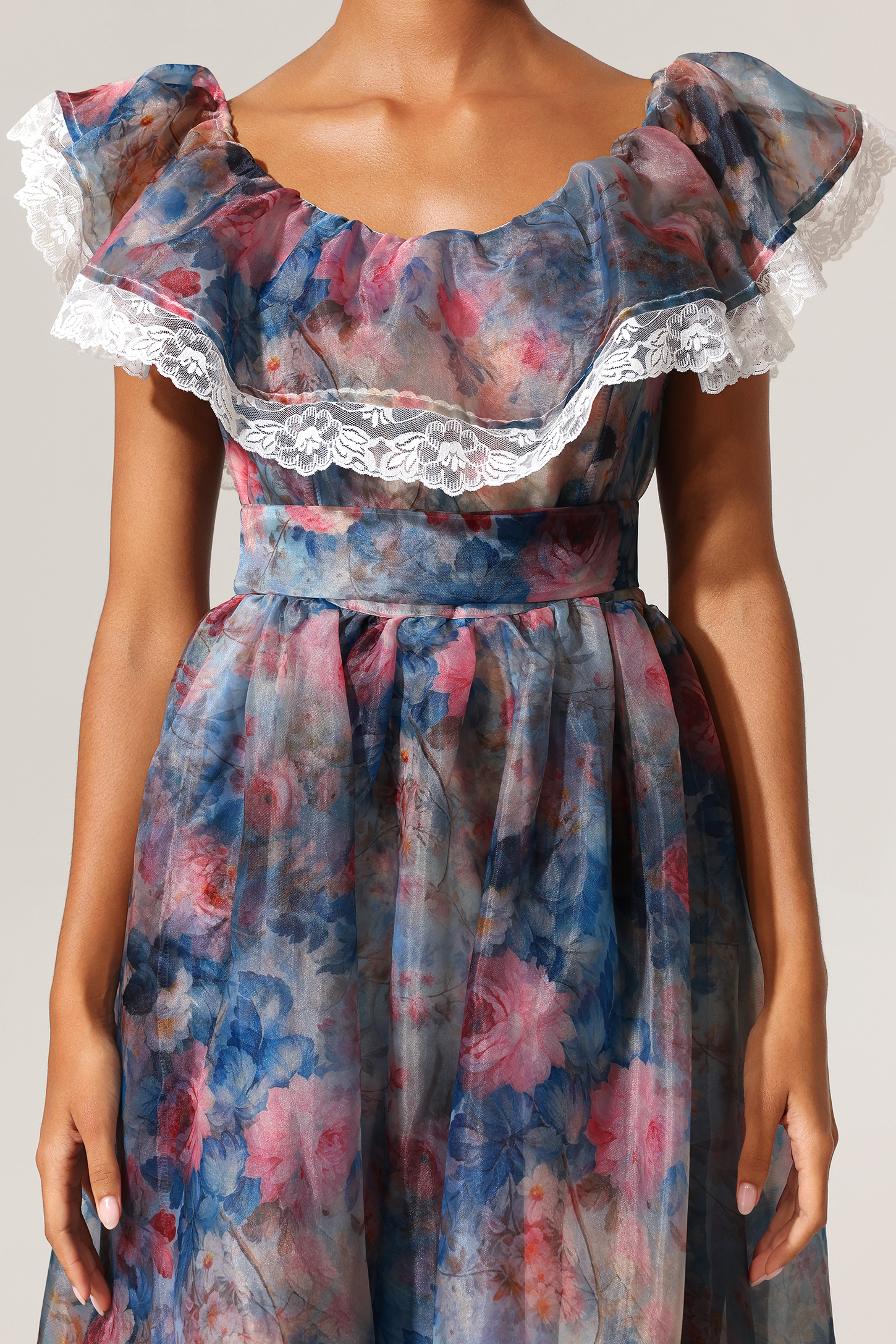 Yalia Floral Printed Ruffled Maxi Dress