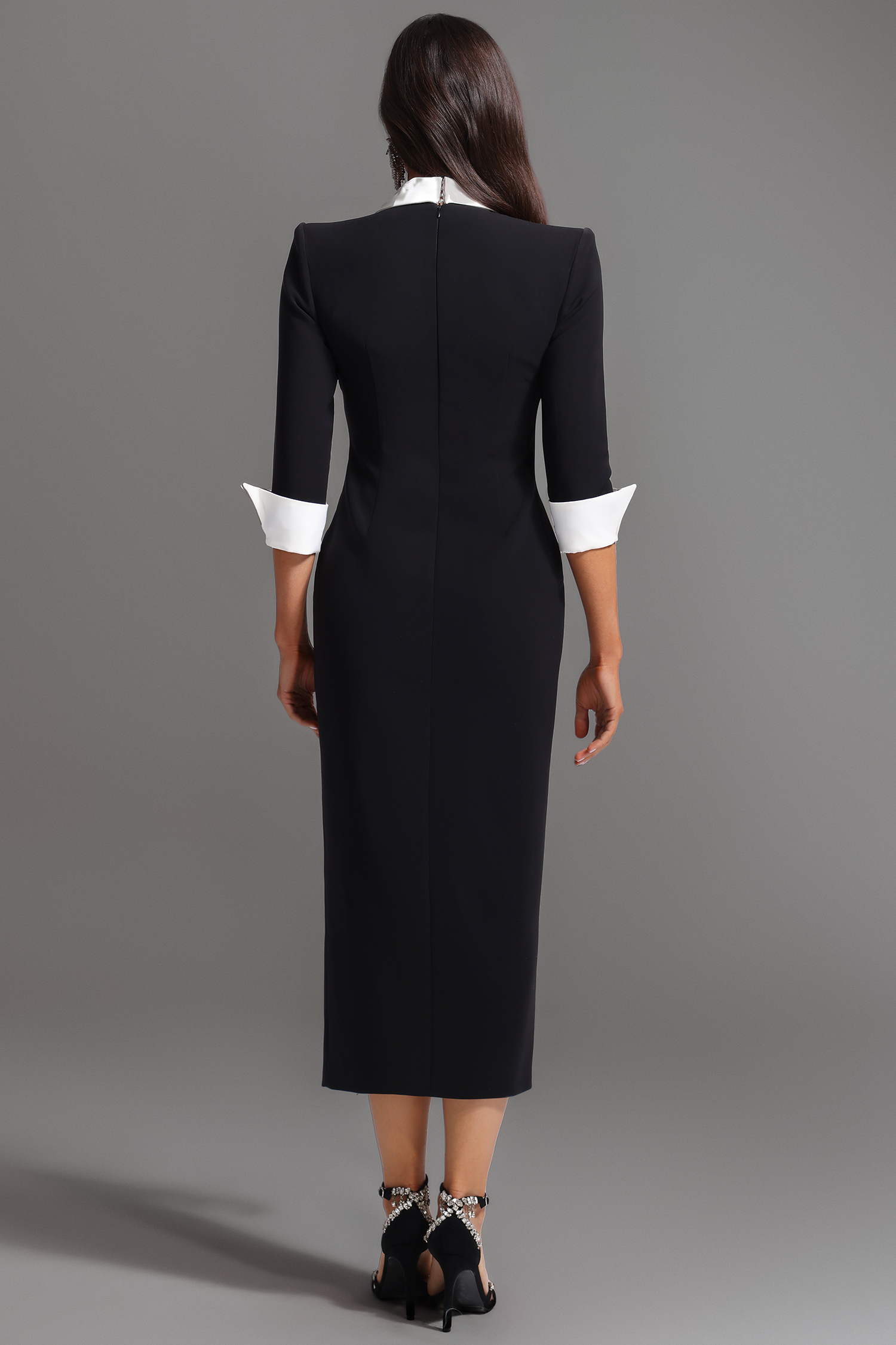 Kaidi V-Neck Slit Diamond Maxi Dress