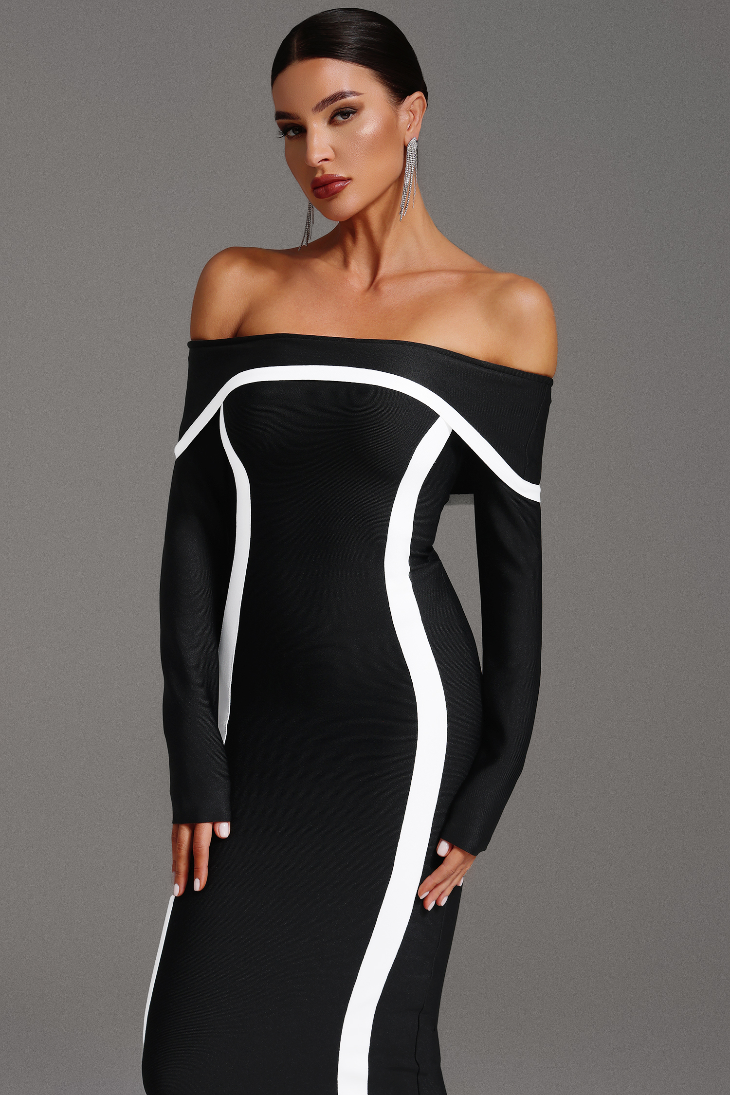 Hilda Off-the-Shoulder Long Sleeve Maxi Dress