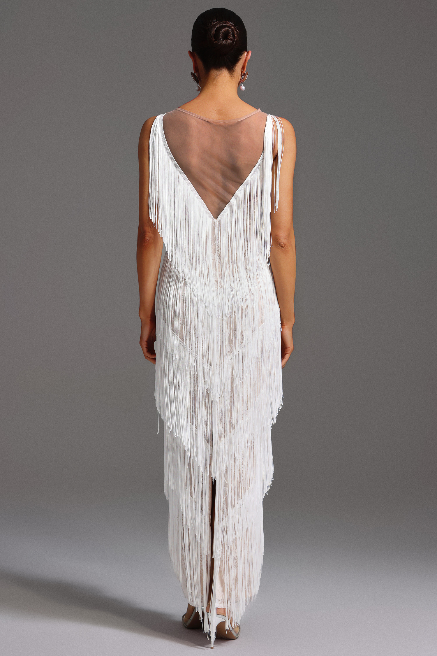 Rebecca V-Neck Sleeveless Tassel Sequin Maxi Dress