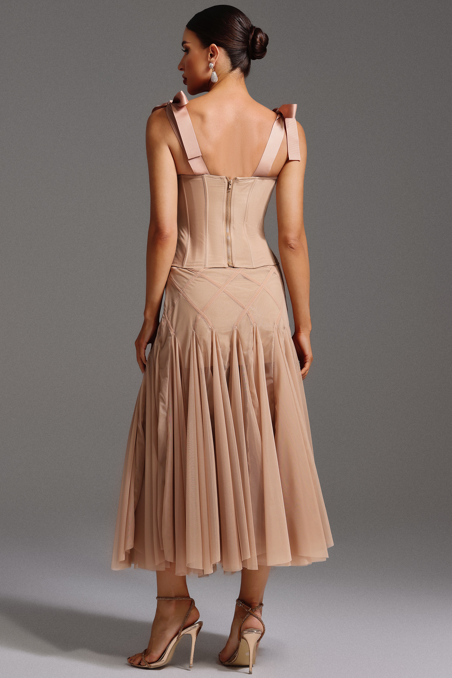 Vinly Sleeveless Lacing  Corset Maxi Two-Piece Set