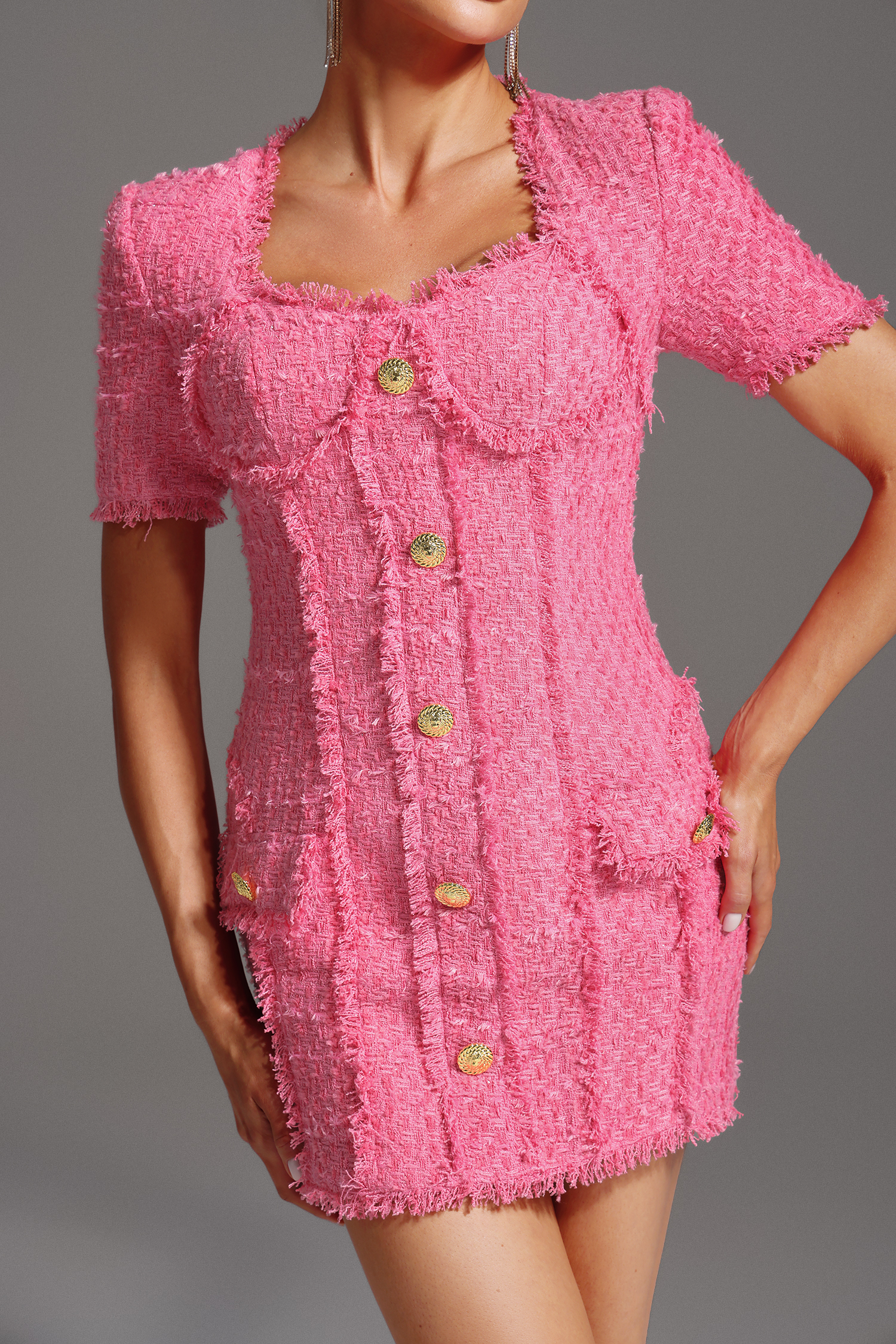 Gladys Short Sleeve Tassel Mini Dress