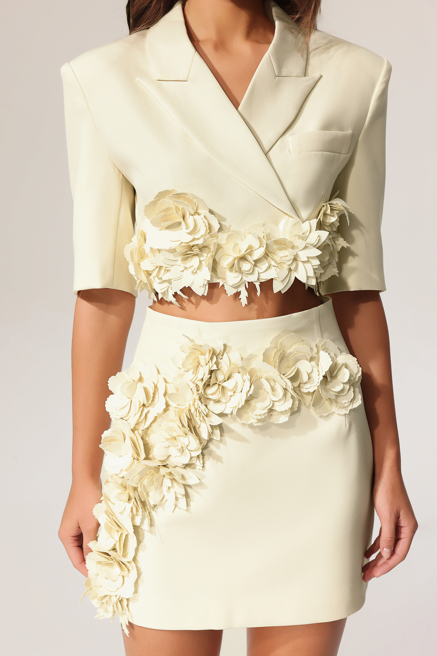 Elana hort Sleeves Flowers Mini Two-Piece Set