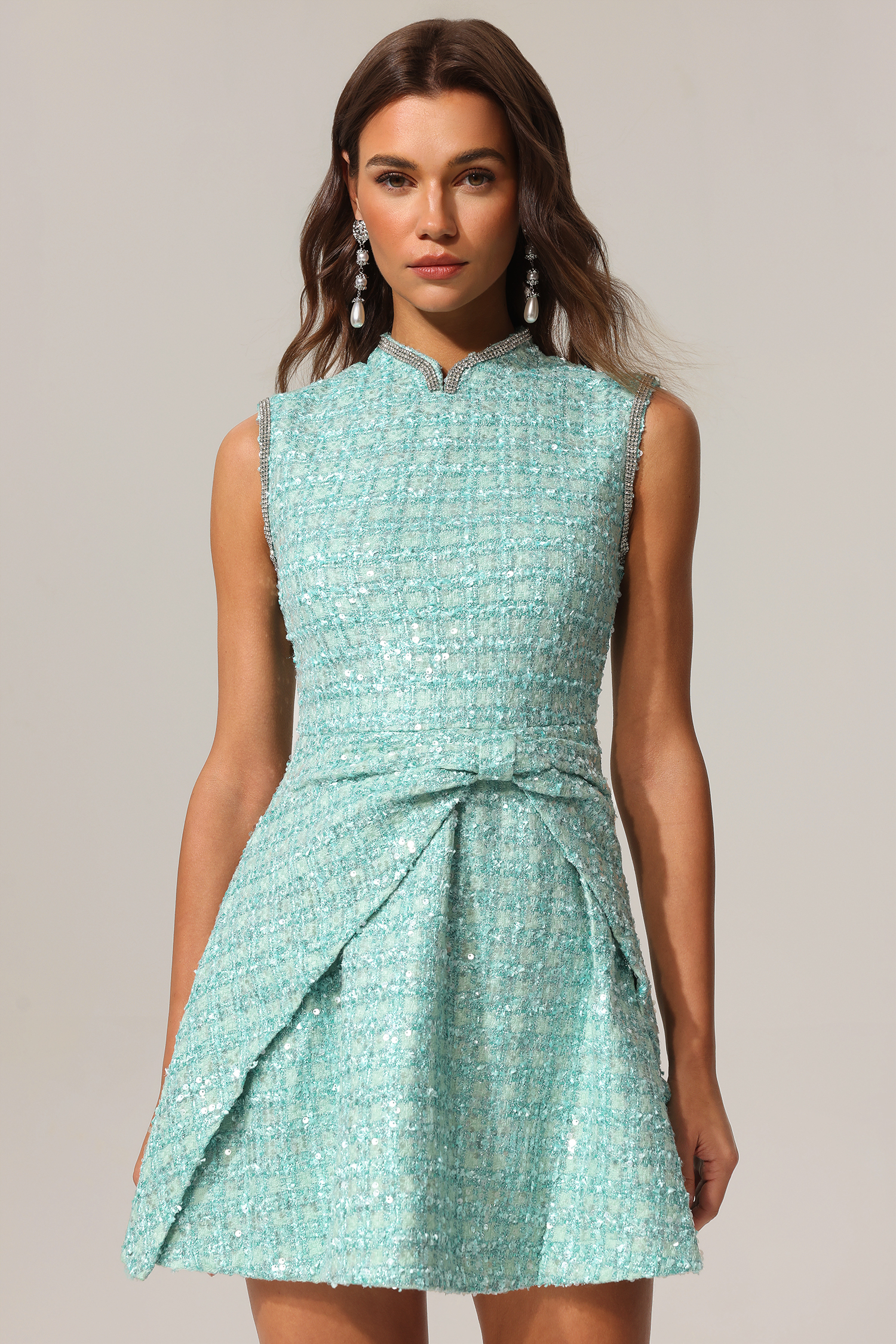 Lakei Sleeveless Diamond Bowknot Mini Dress