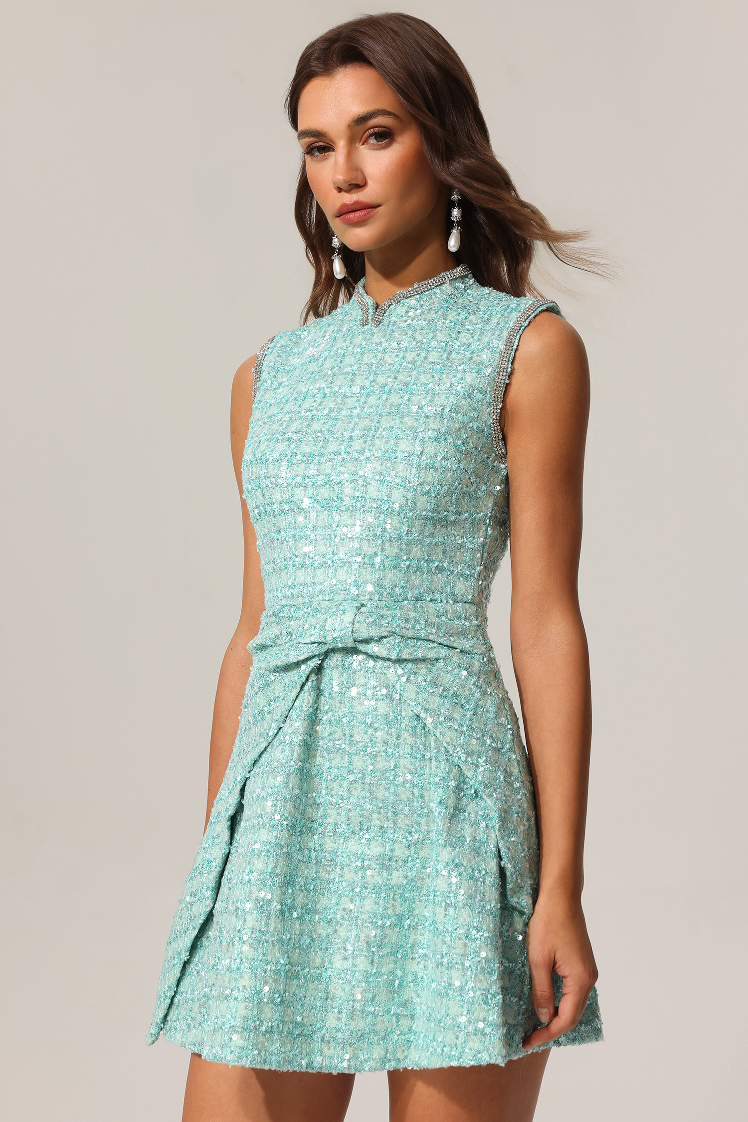 Lakei Sleeveless Diamond Bowknot Mini Dress