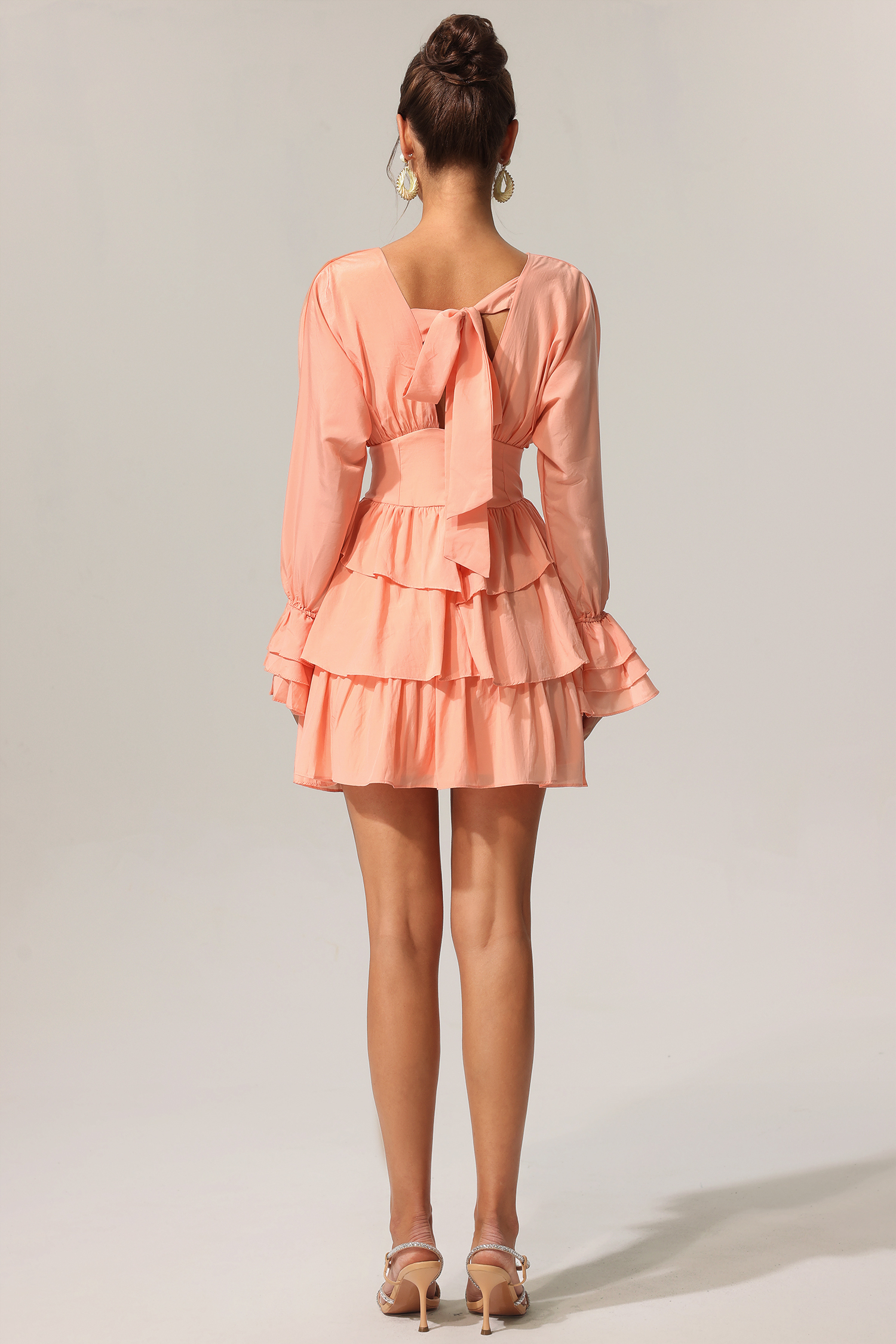 Salo Long Sleeves Layered Folds Mini Dress