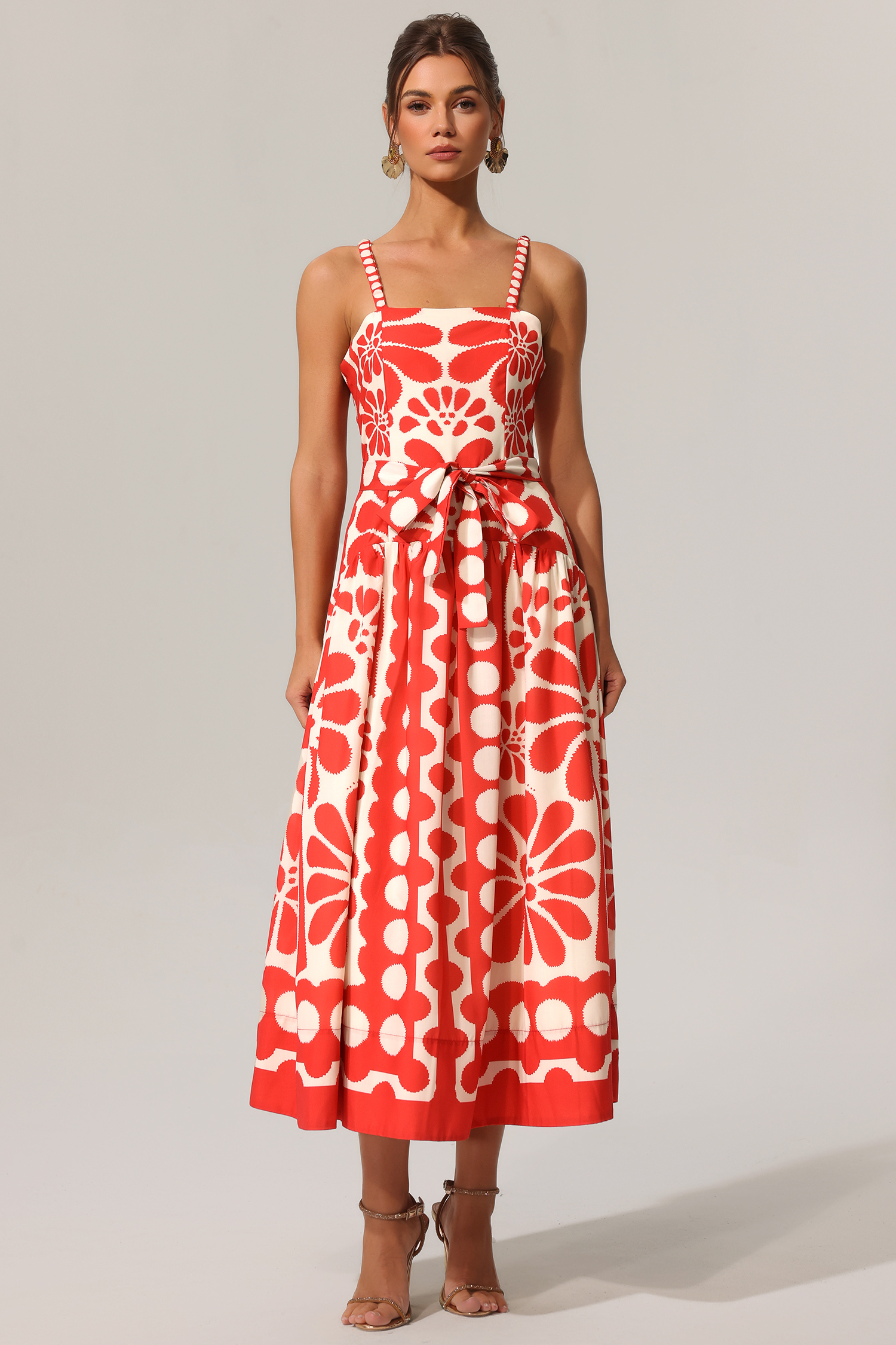 Valerie Halter Floral Printed Bowknot Maxi Dress