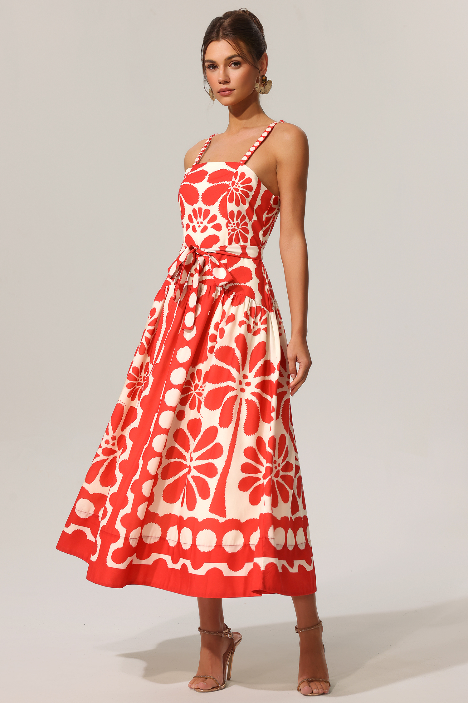 Valerie Halter Floral Printed Bowknot Maxi Dress