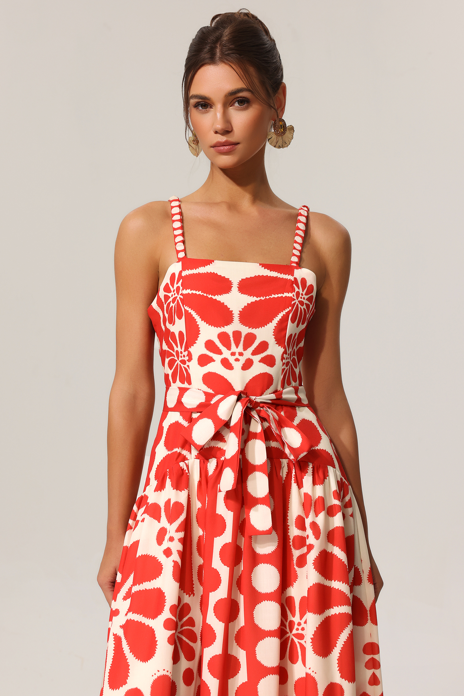 Valerie Halter Floral Printed Bowknot Maxi Dress