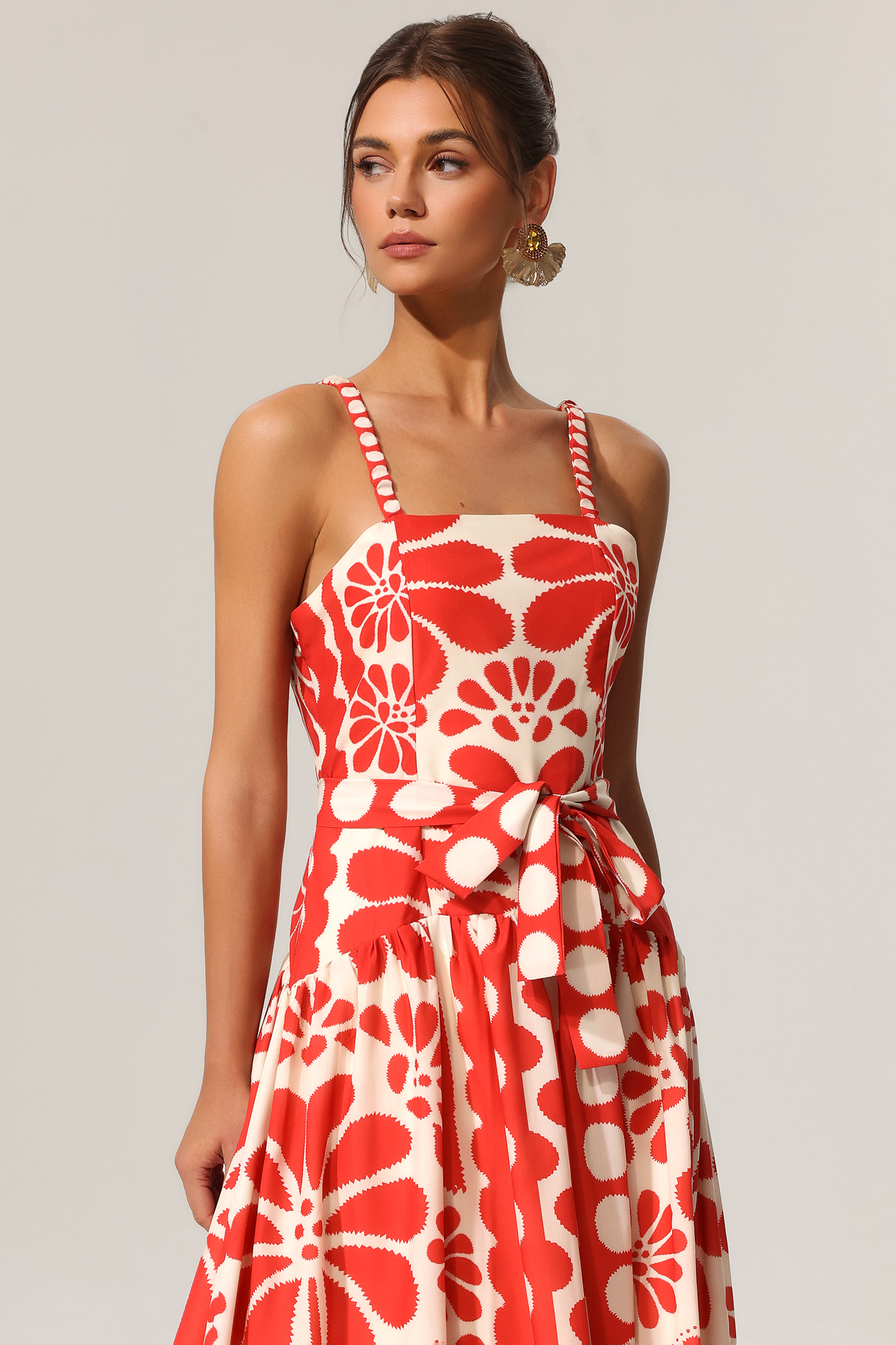 Valerie Halter Floral Printed Bowknot Maxi Dress