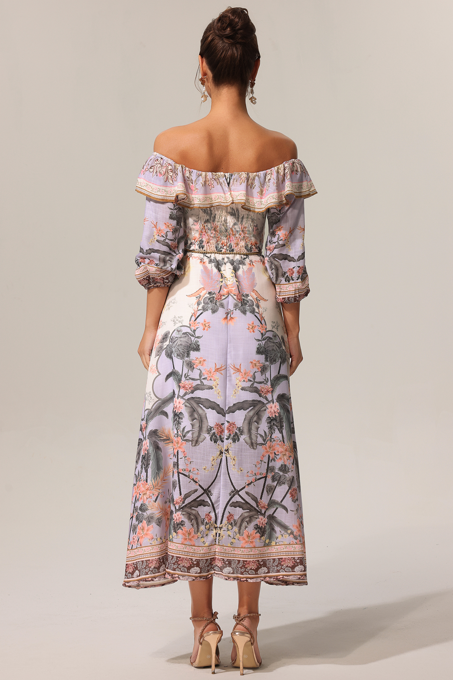 Tanisha Floral Printed Off The Shoulder Maxi Dress