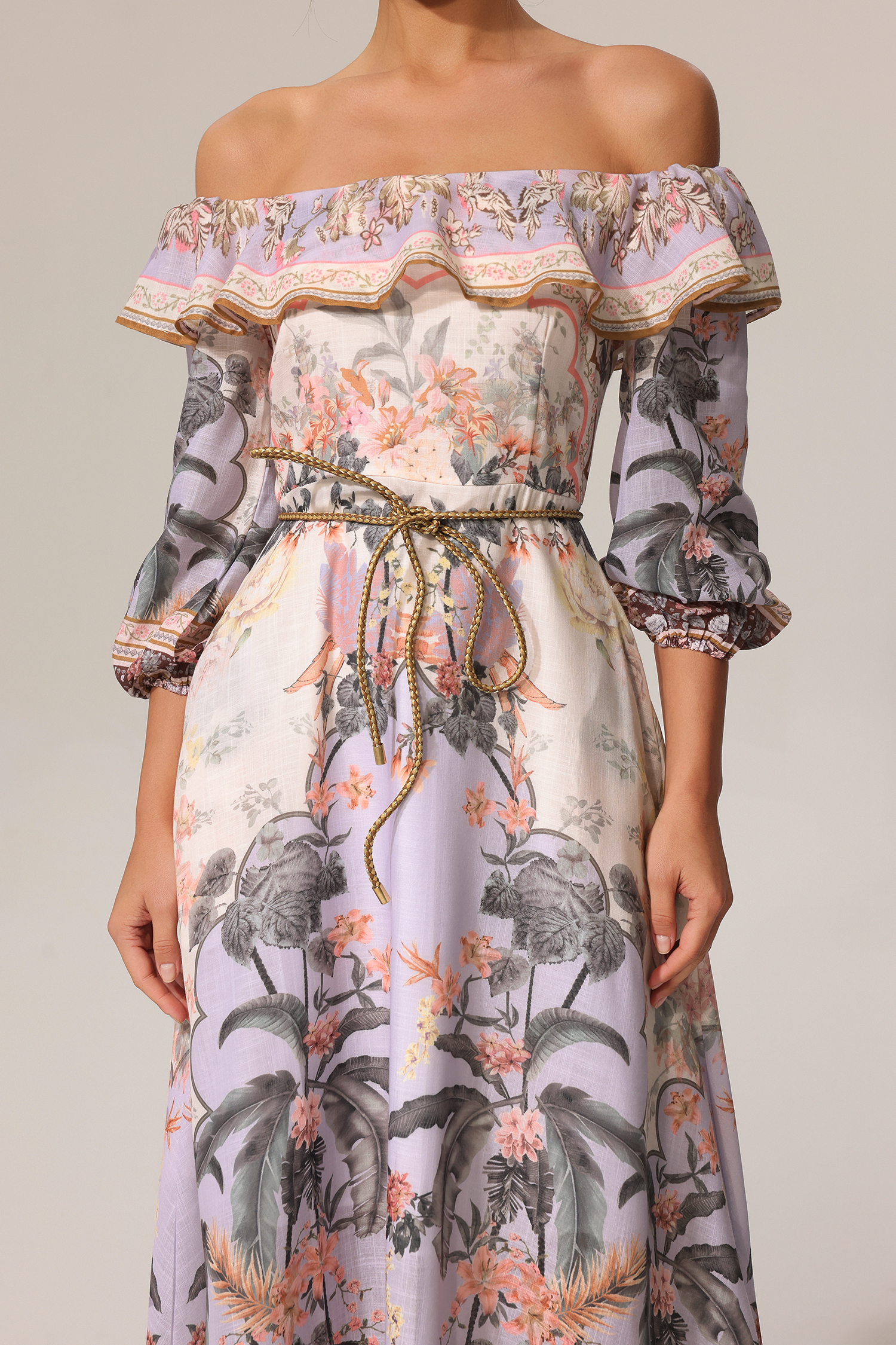 Tanisha Floral Printed Off The Shoulder Maxi Dress