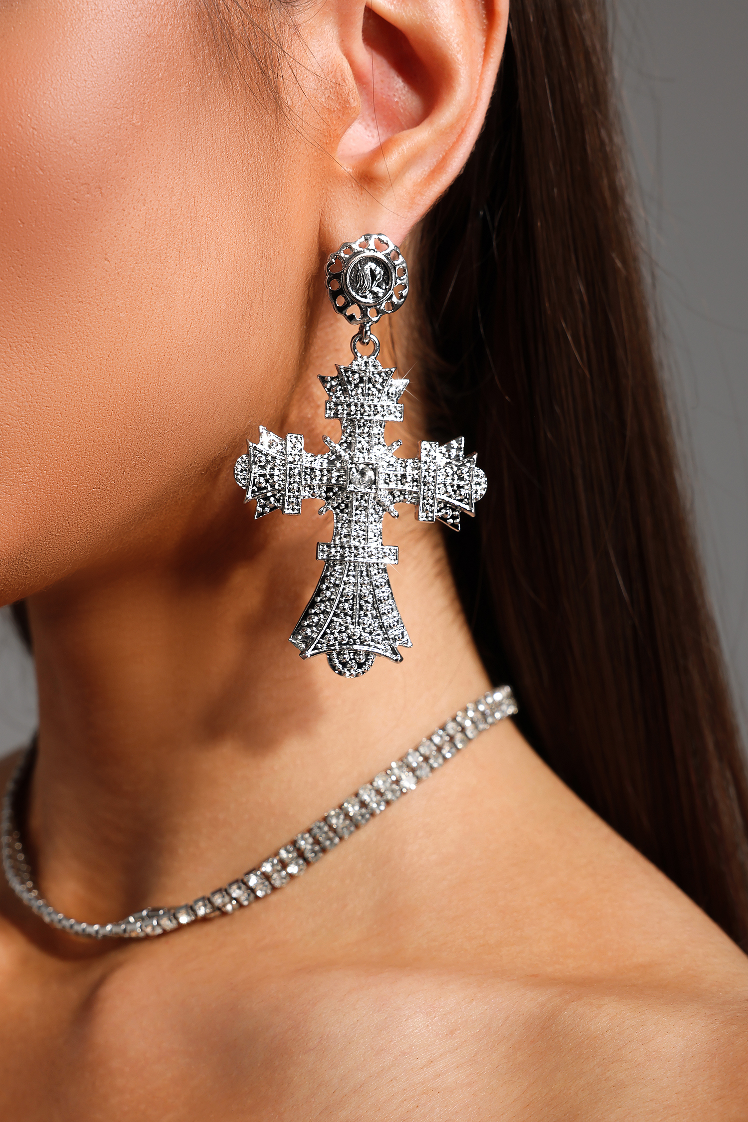 Elaba Diamond Cross Earrings