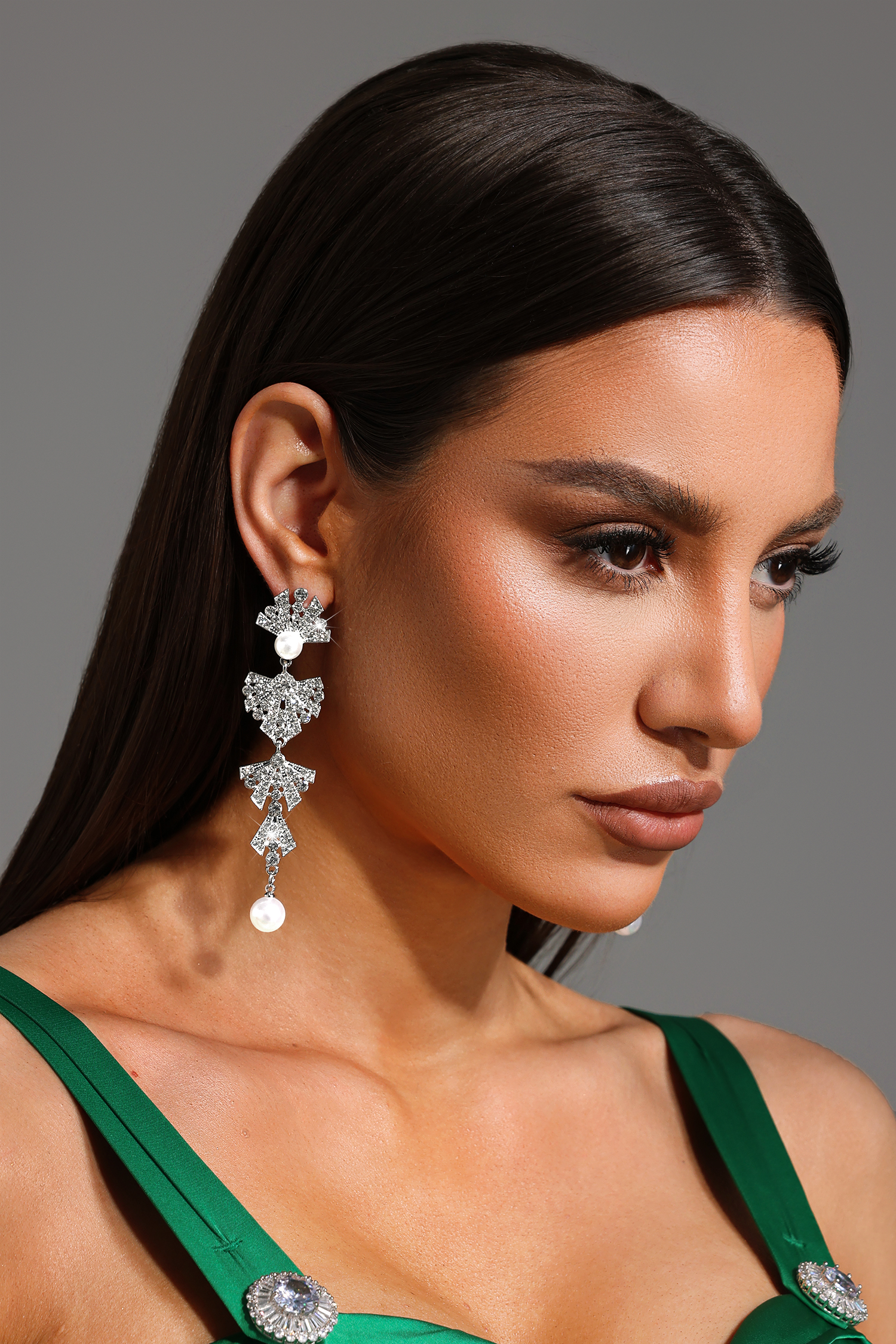 Forina Diamond Pearl Sector Earrings