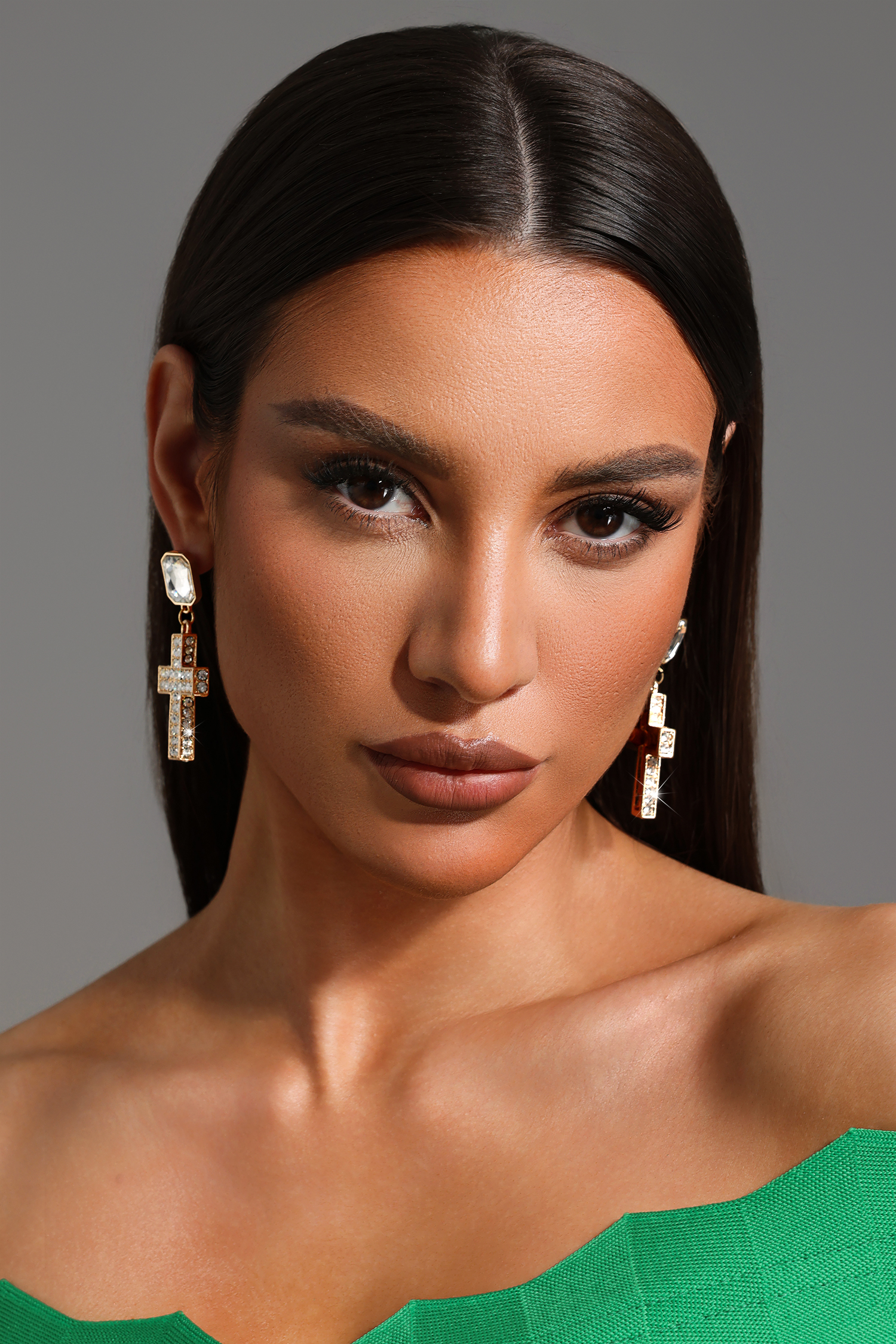 Katja Diamond Square Cross Earrings