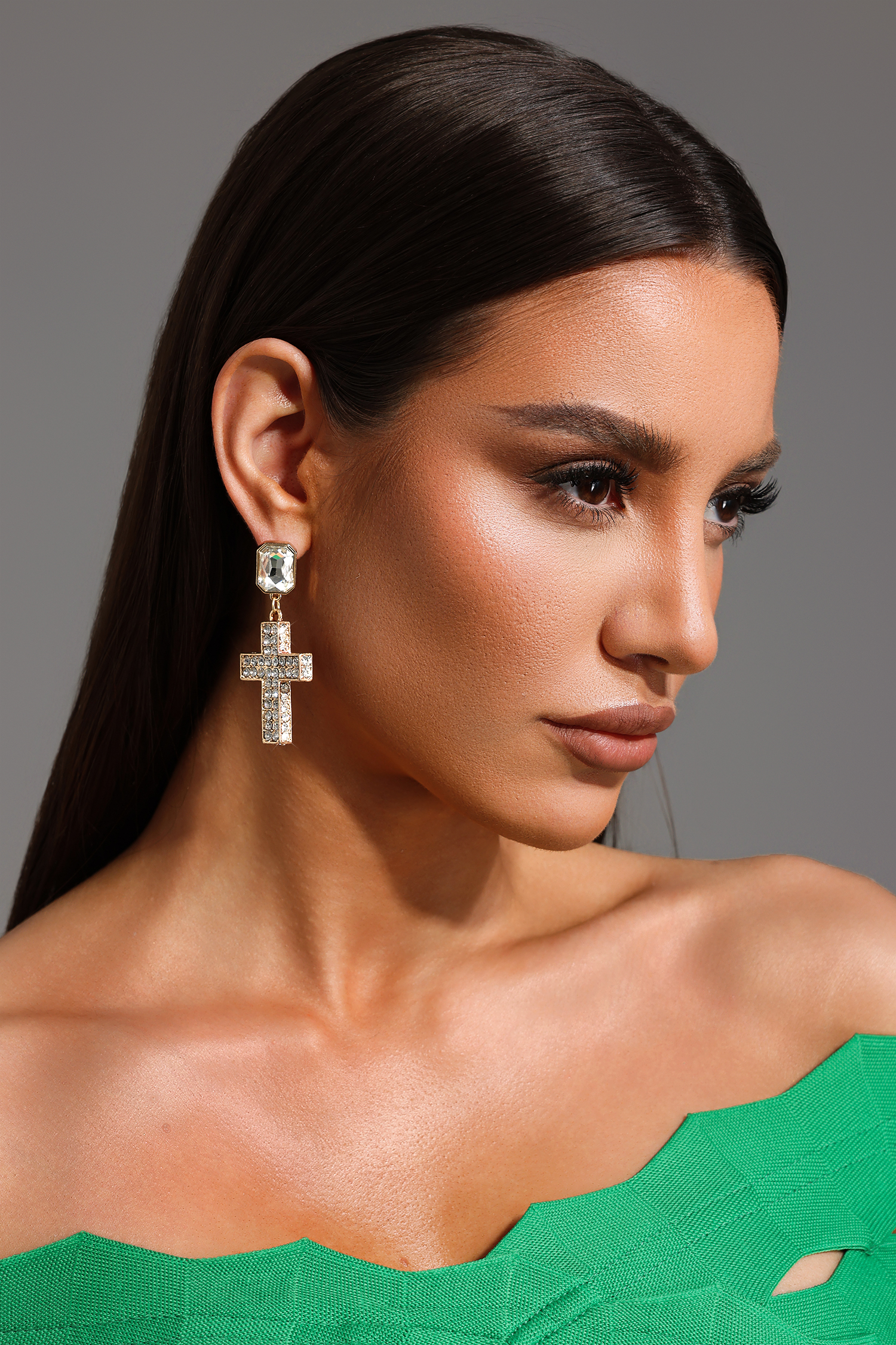 Katja Diamond Square Cross Earrings