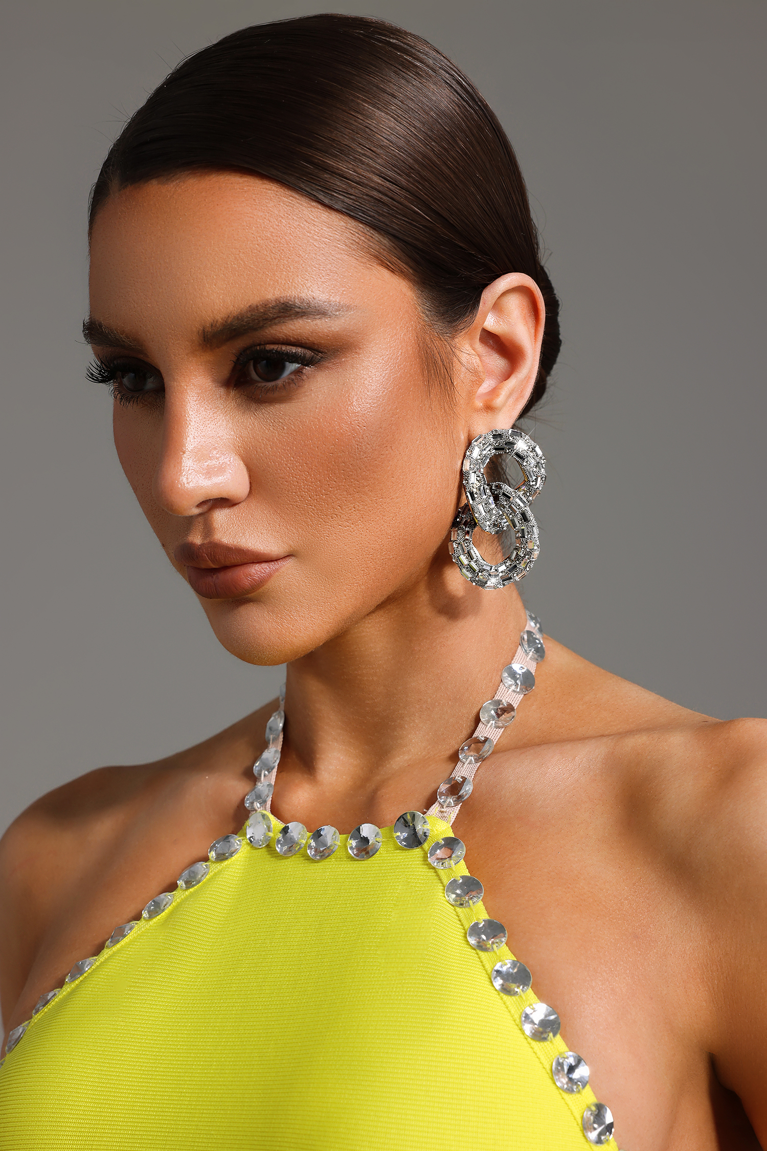 Oval Diamond Geometry Earrings