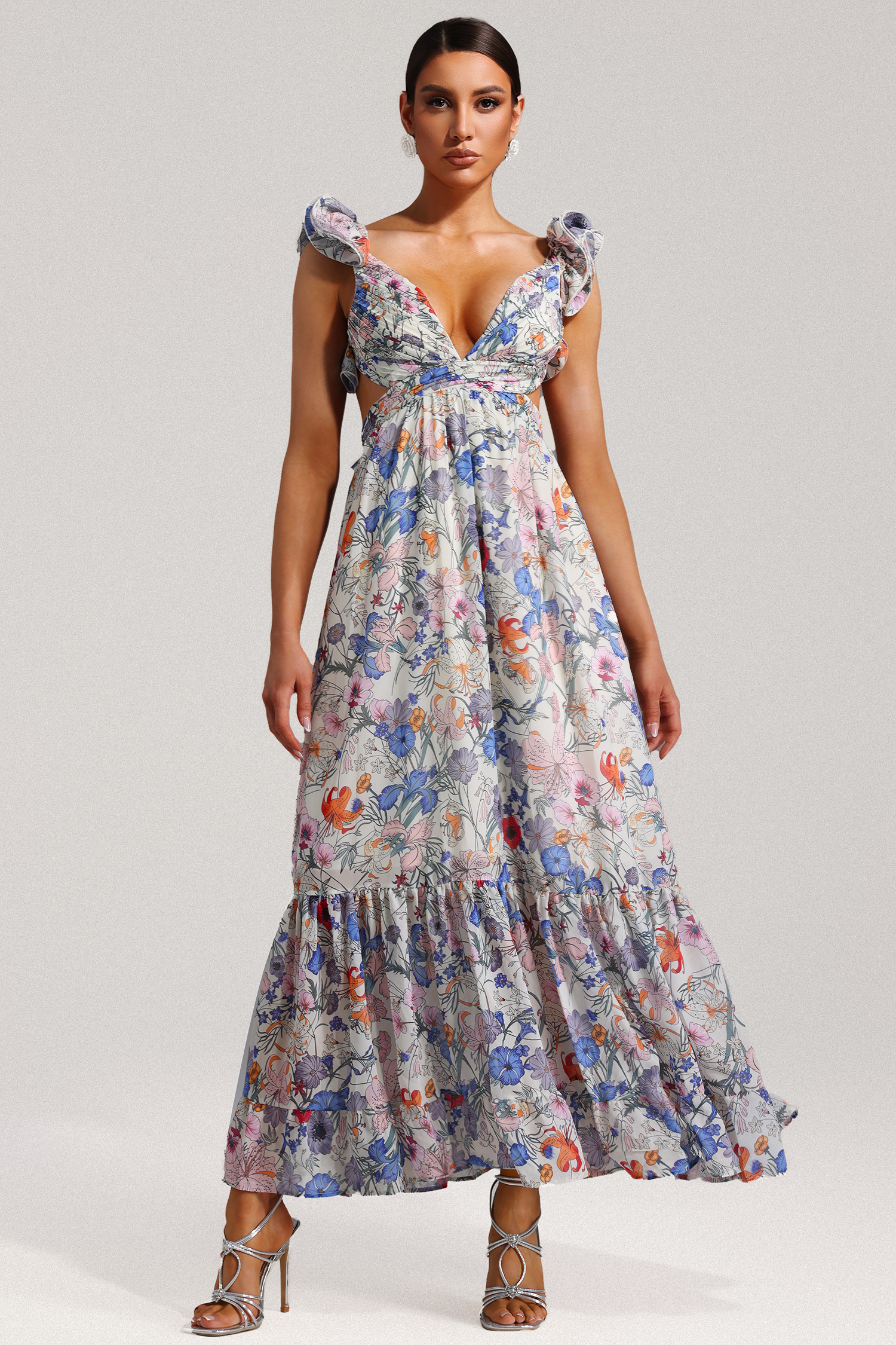 Melany Sleeveless Floral Printed Maxi Dress