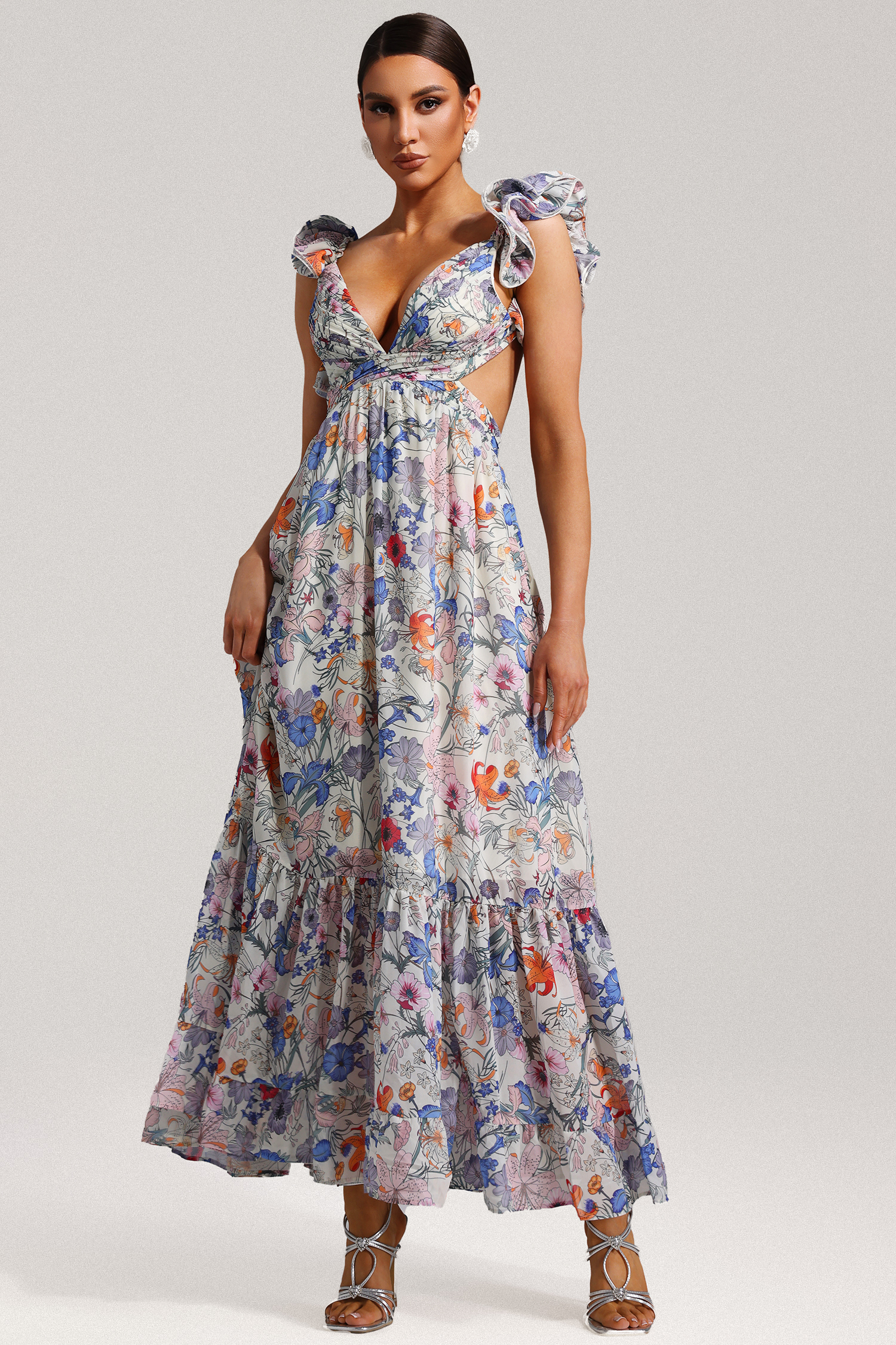 Melany Sleeveless Floral Printed Maxi Dress