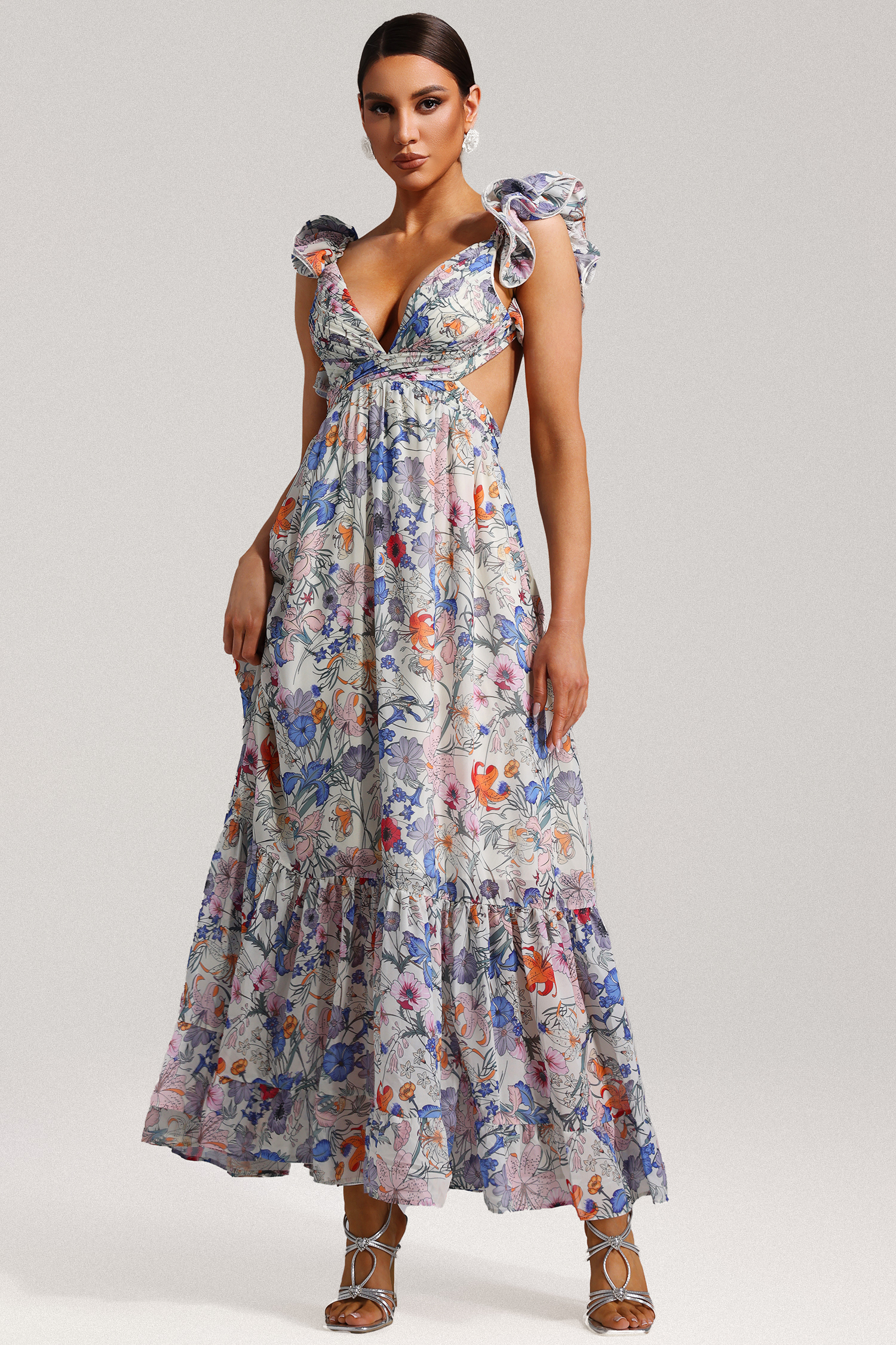 Melany Sleeveless Floral Printed Maxi Dress