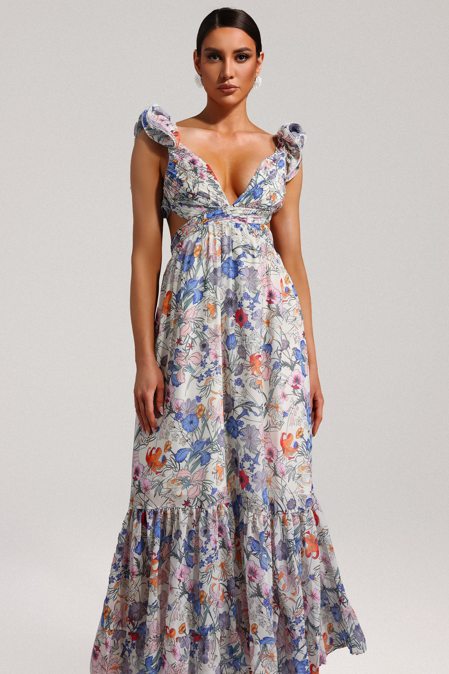 Melany Sleeveless Floral Printed Maxi Dress