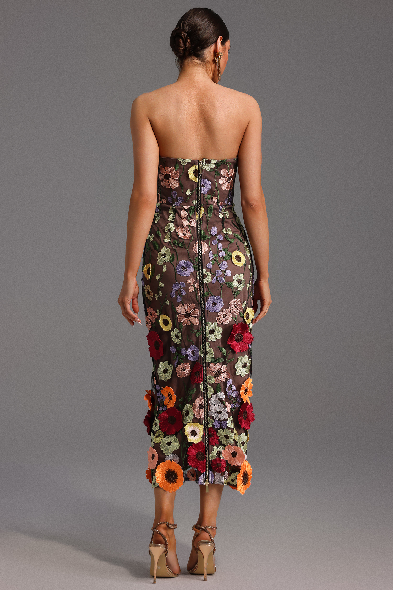 Jaylee Sleeveless Flowers Maxi Dress