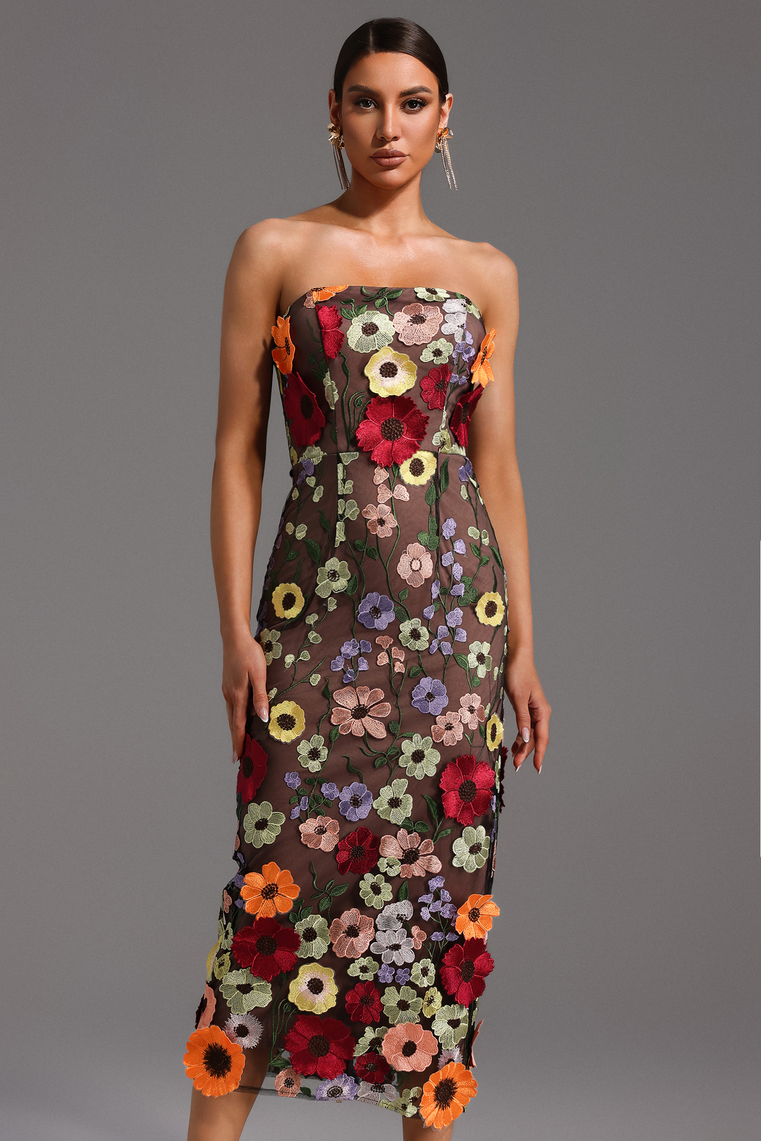 Jaylee Sleeveless Flowers Maxi Dress