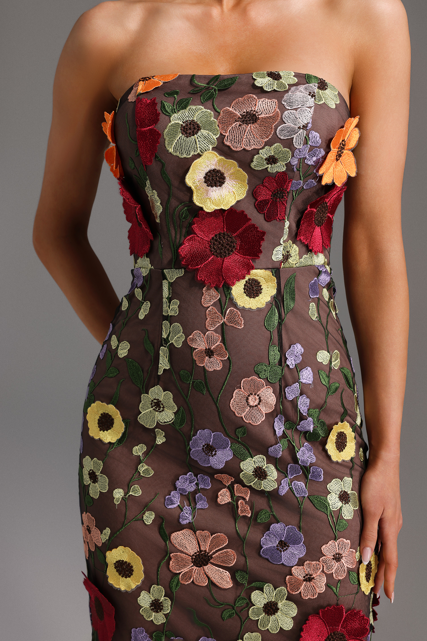 Jaylee Sleeveless Flowers Maxi Dress