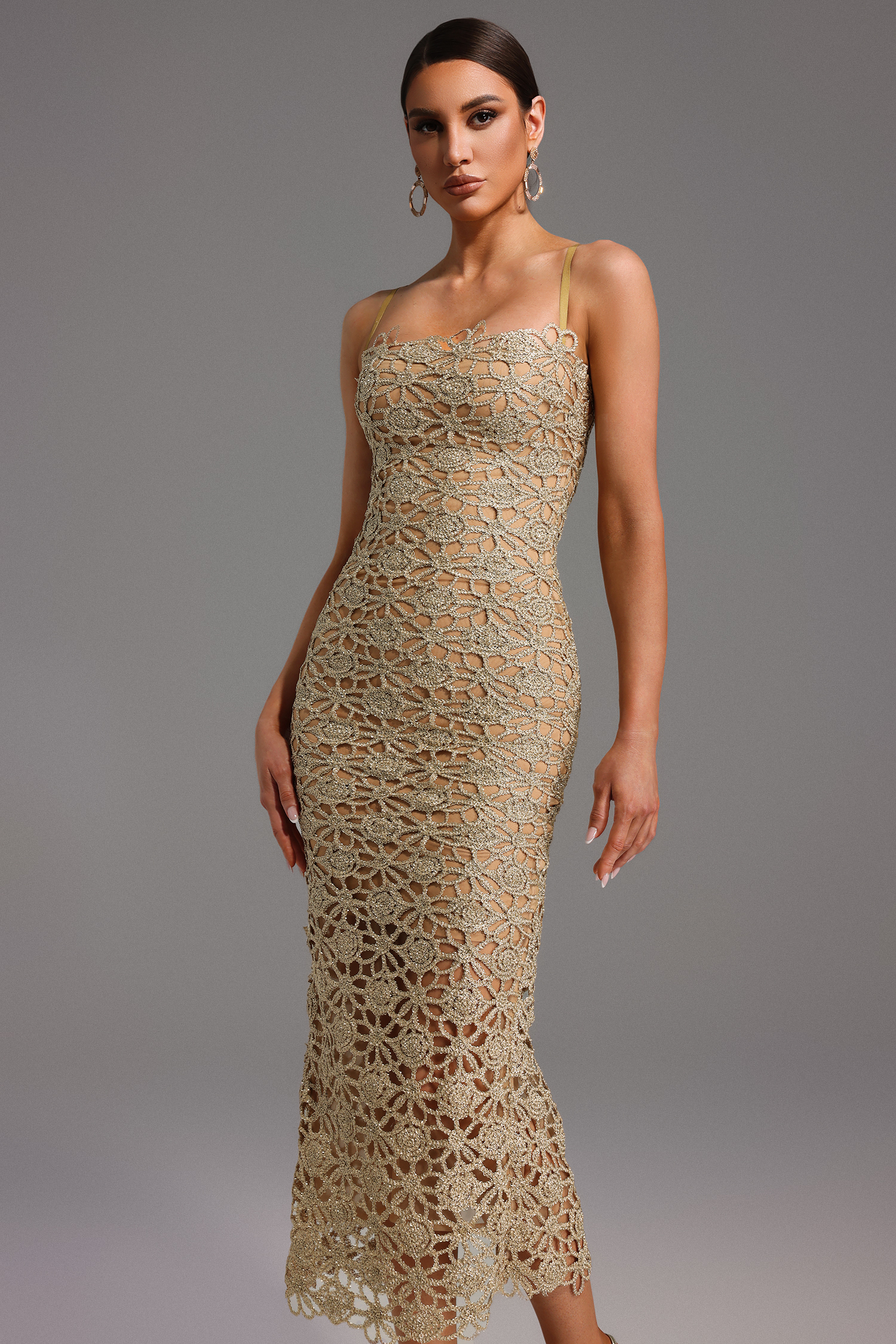 Lelia Sleeveless Hollow Out Slit Maxi Dress