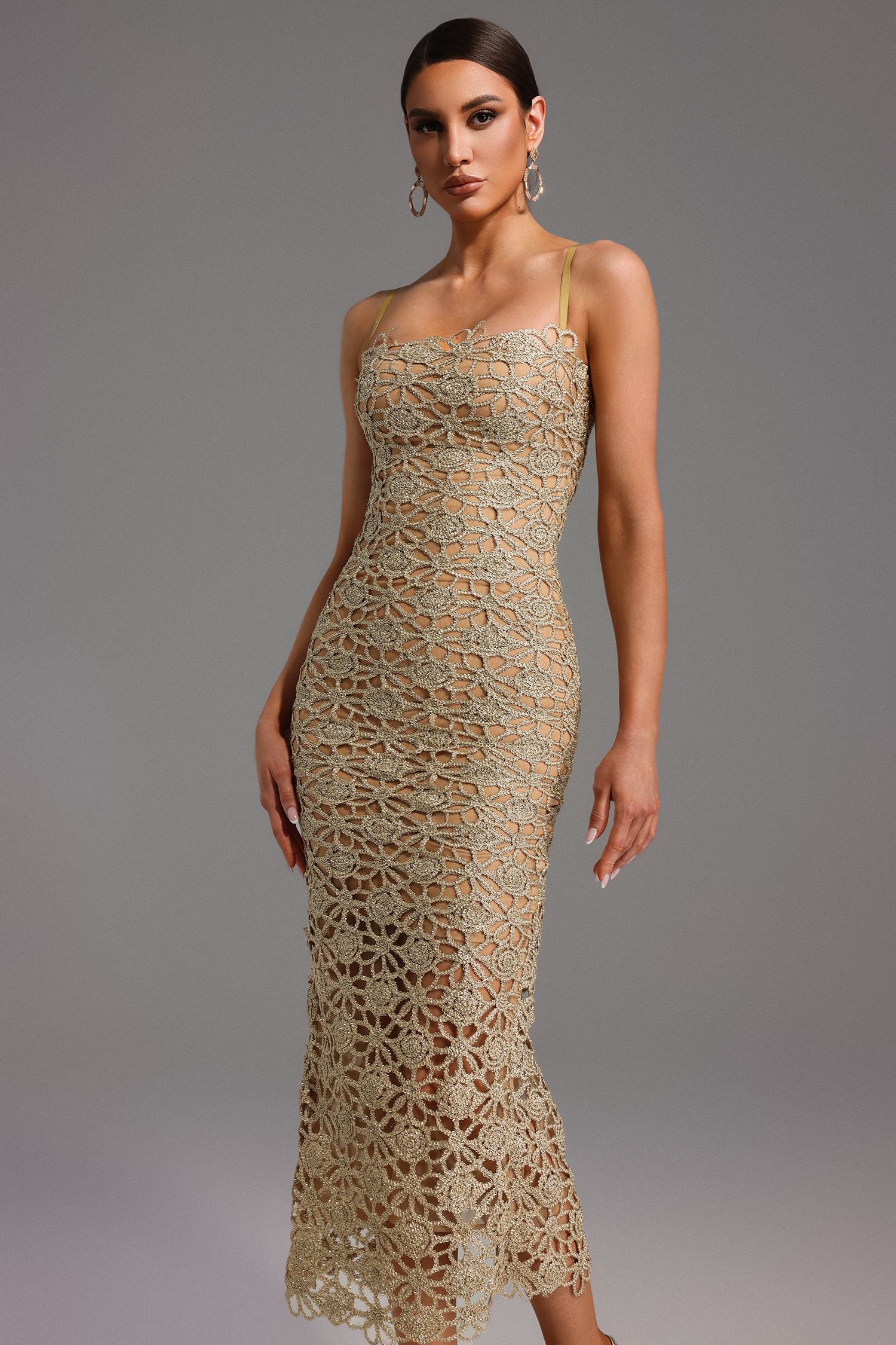 Lelia Sleeveless Hollow Out Slit Maxi Dress