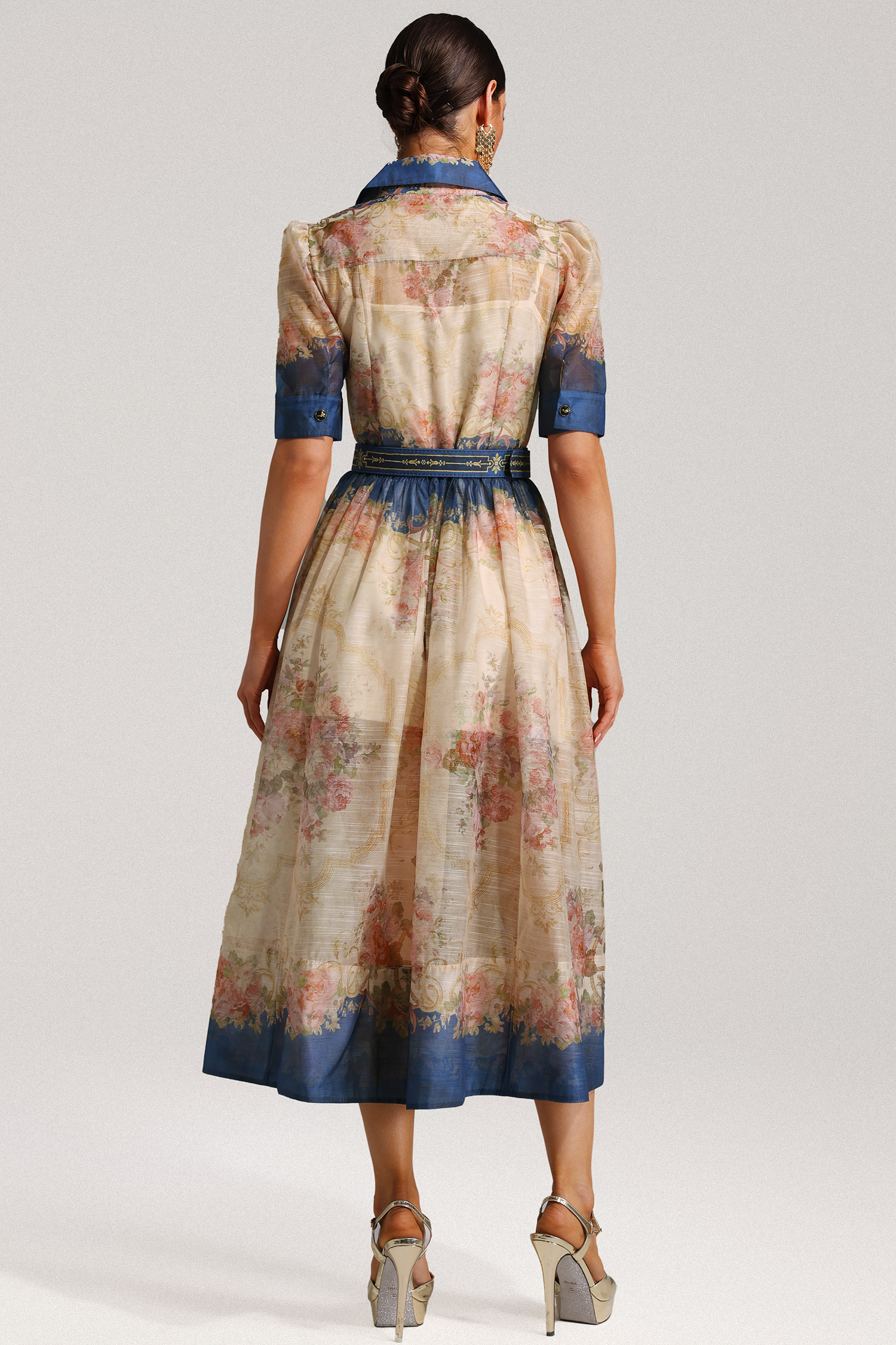 Paloma  Short Sleeve Floral Printed Midi Dress