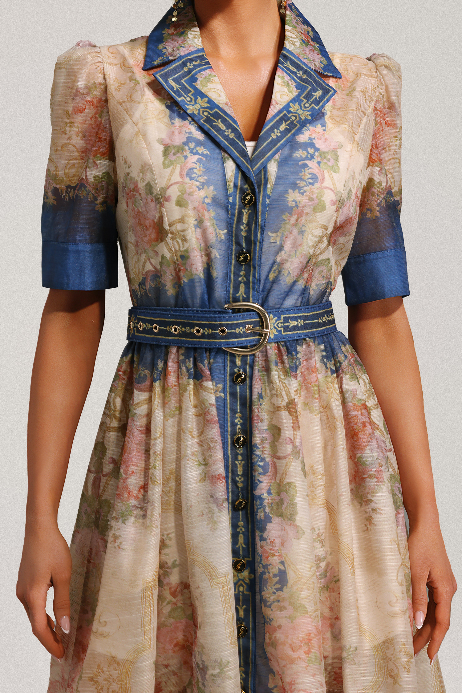 Paloma  Short Sleeve Floral Printed Midi Dress