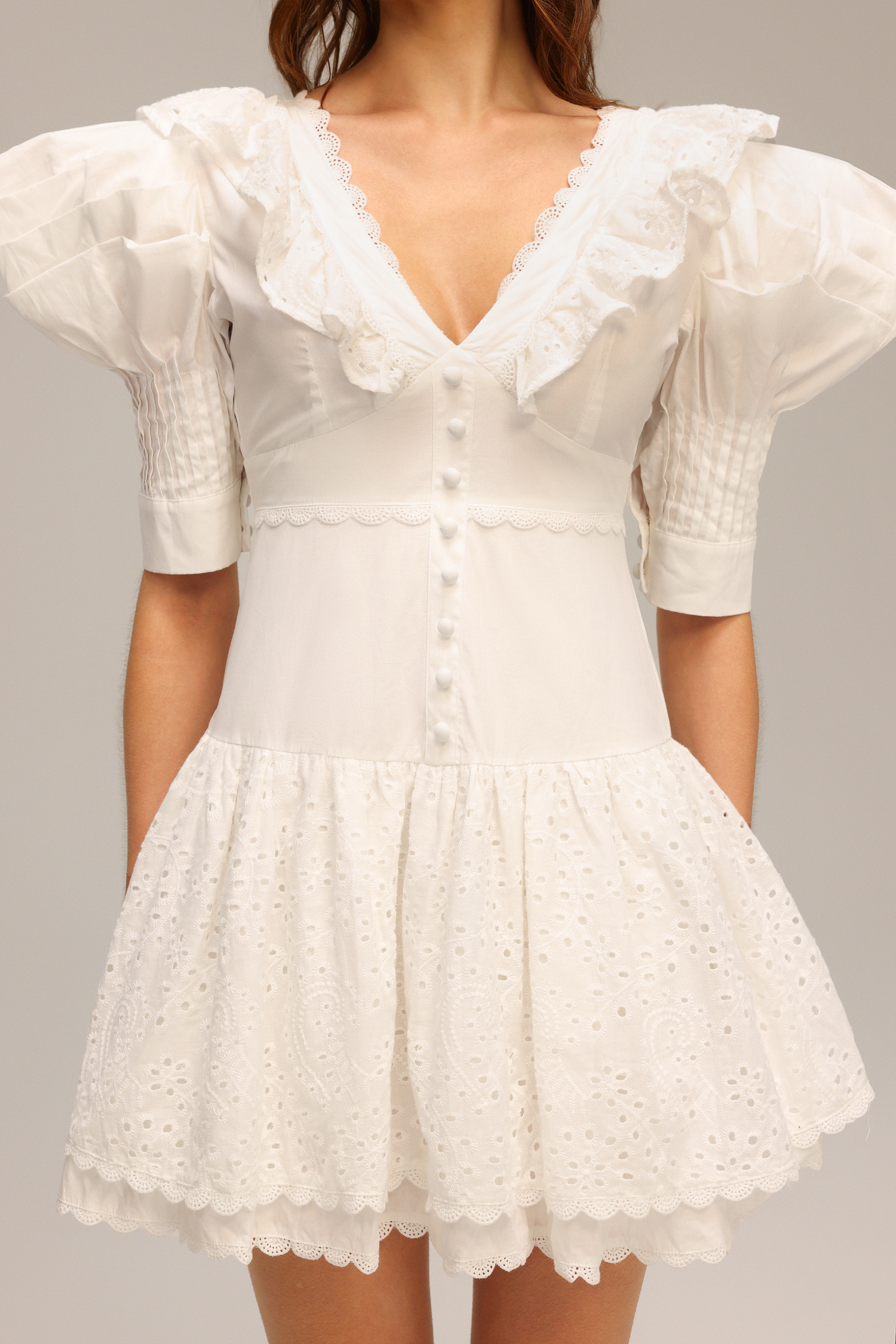 Esther V-Neck Floral Lace Mini Dress