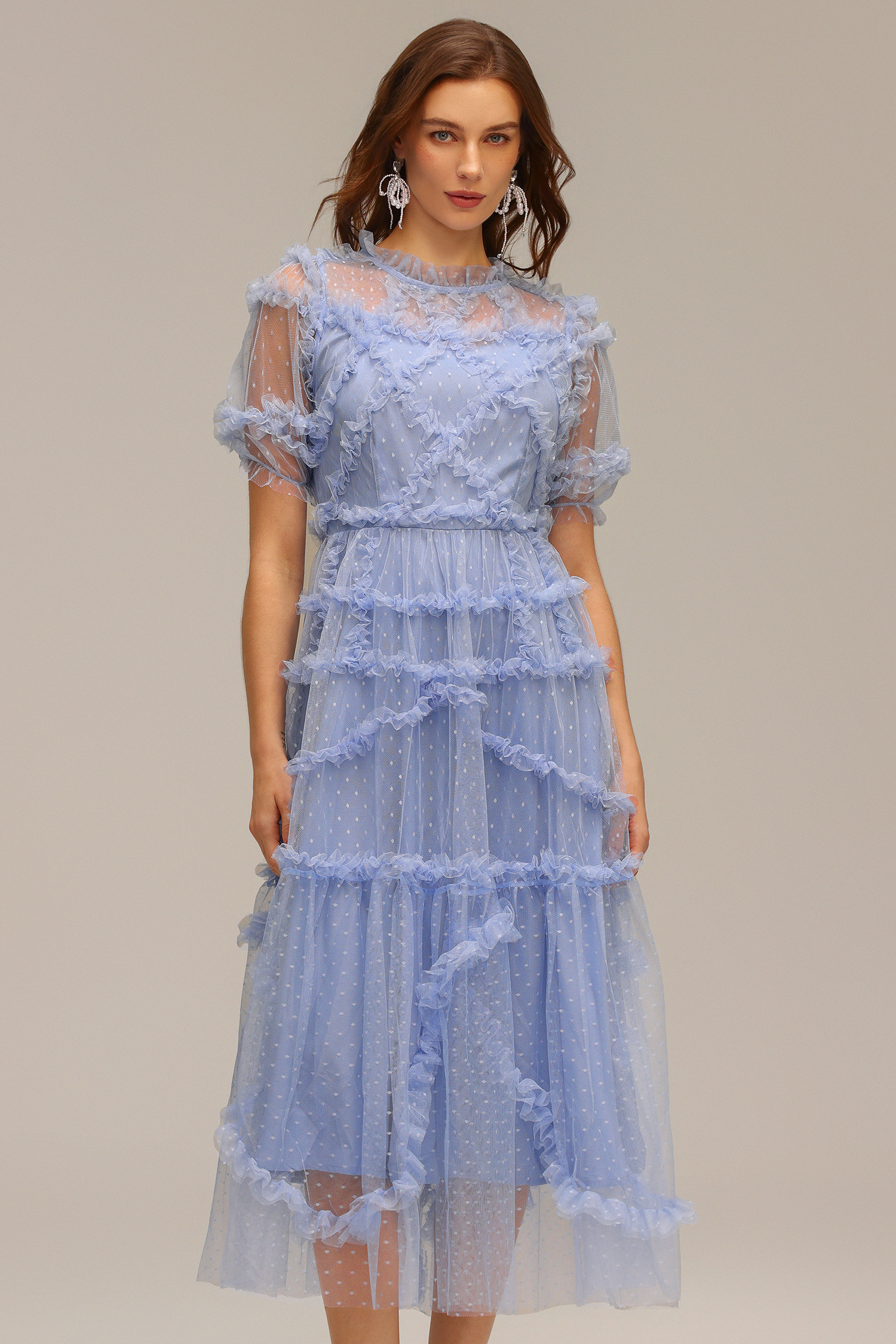 Tessy Short Sleeve Folds Maxi Dress