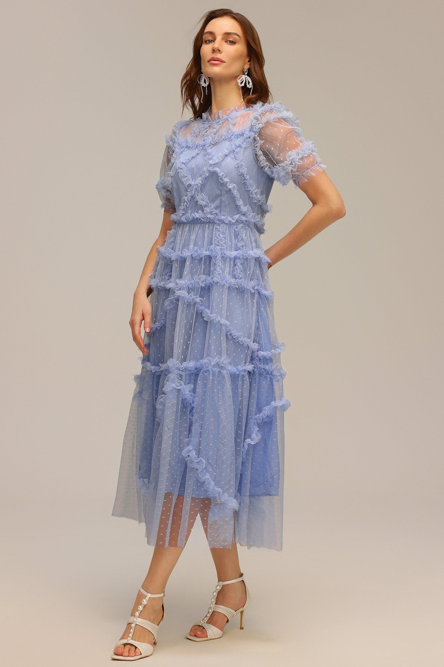 Tessy Short Sleeve Folds Maxi Dress