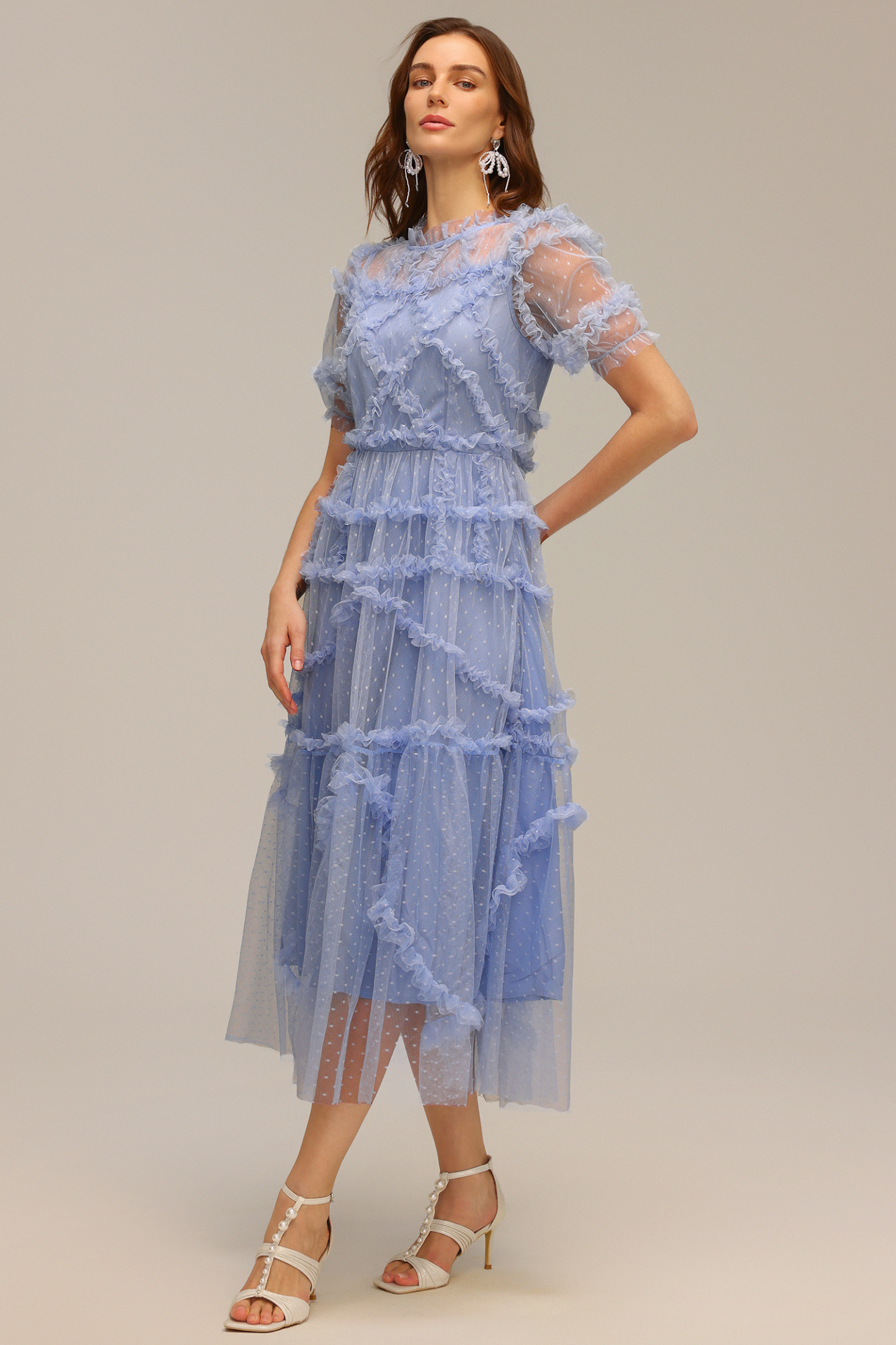 Tessy Short Sleeve Folds Maxi Dress