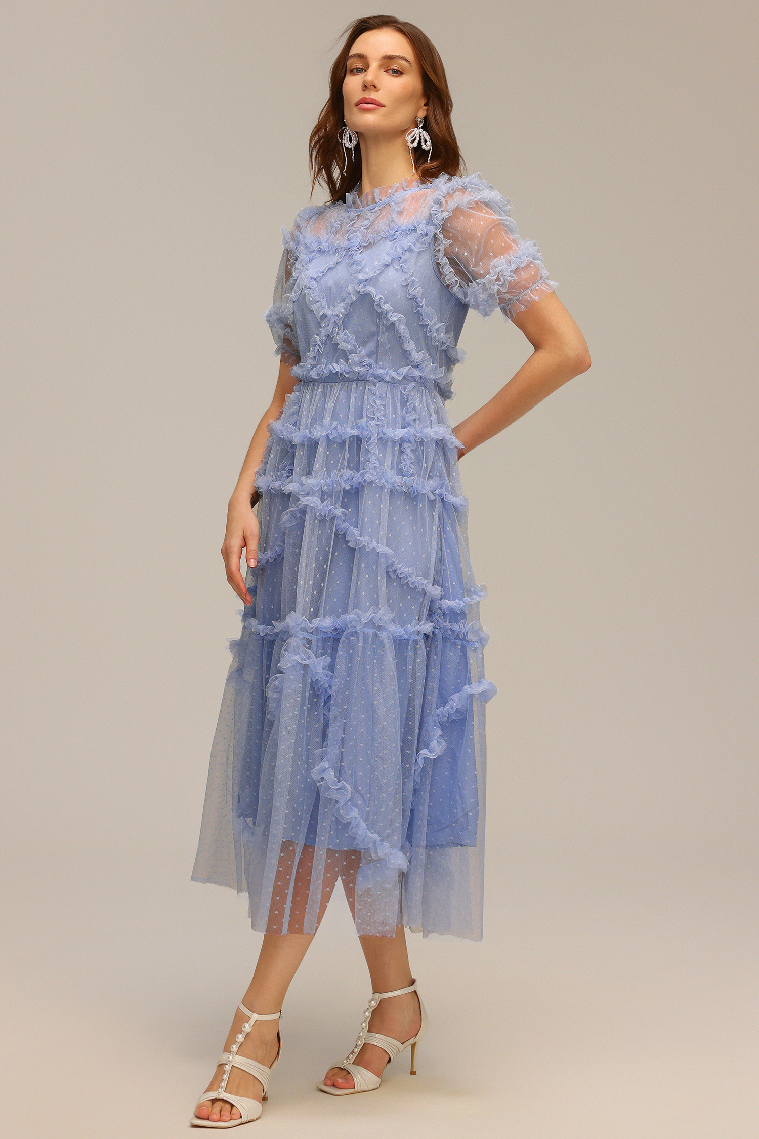 Tessy Short Sleeve Folds Maxi Dress