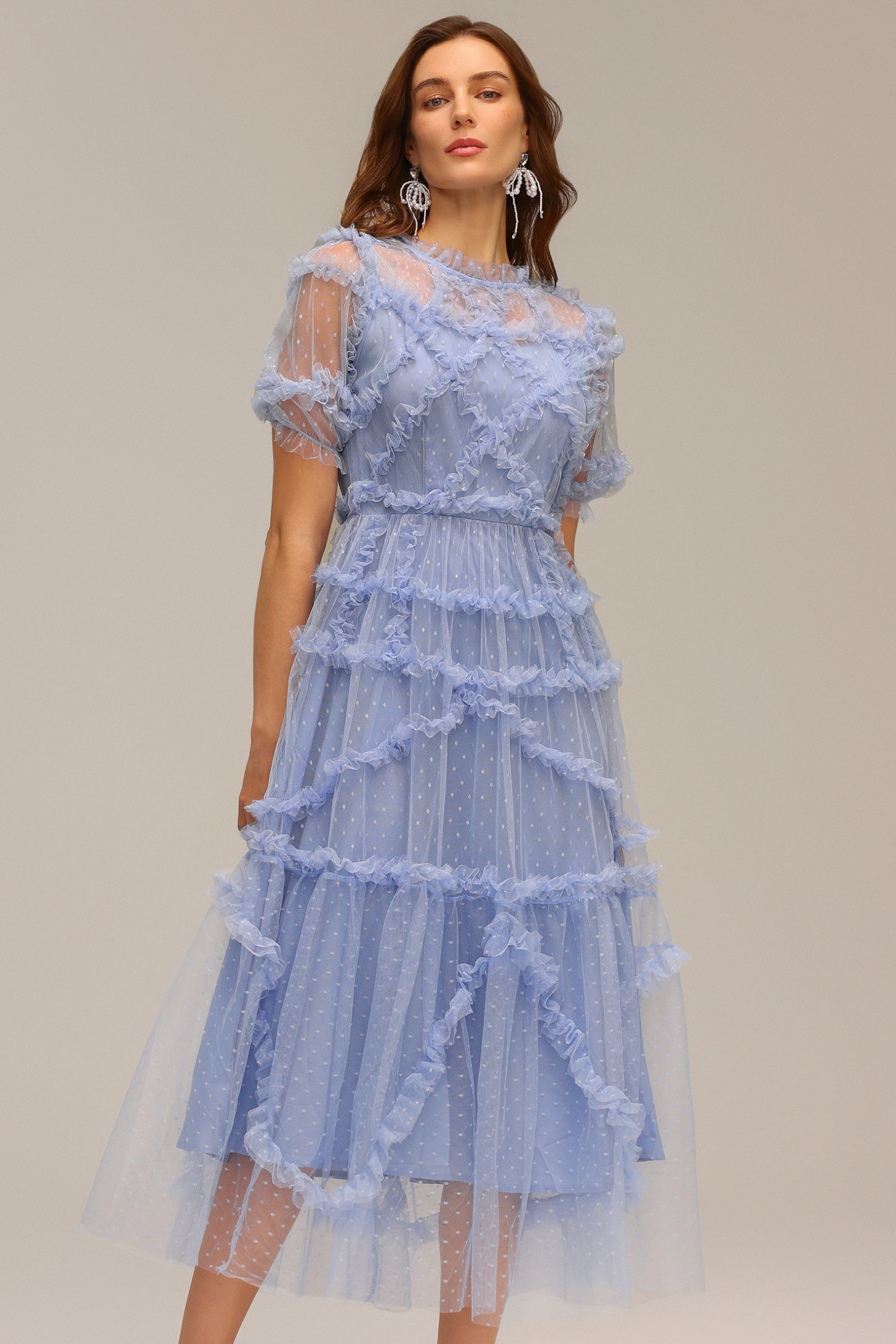 Tessy Short Sleeve Folds Maxi Dress