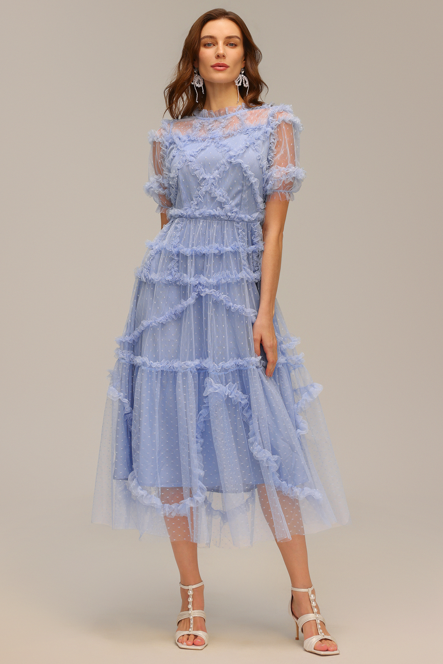 Tessy Short Sleeve Folds Maxi Dress