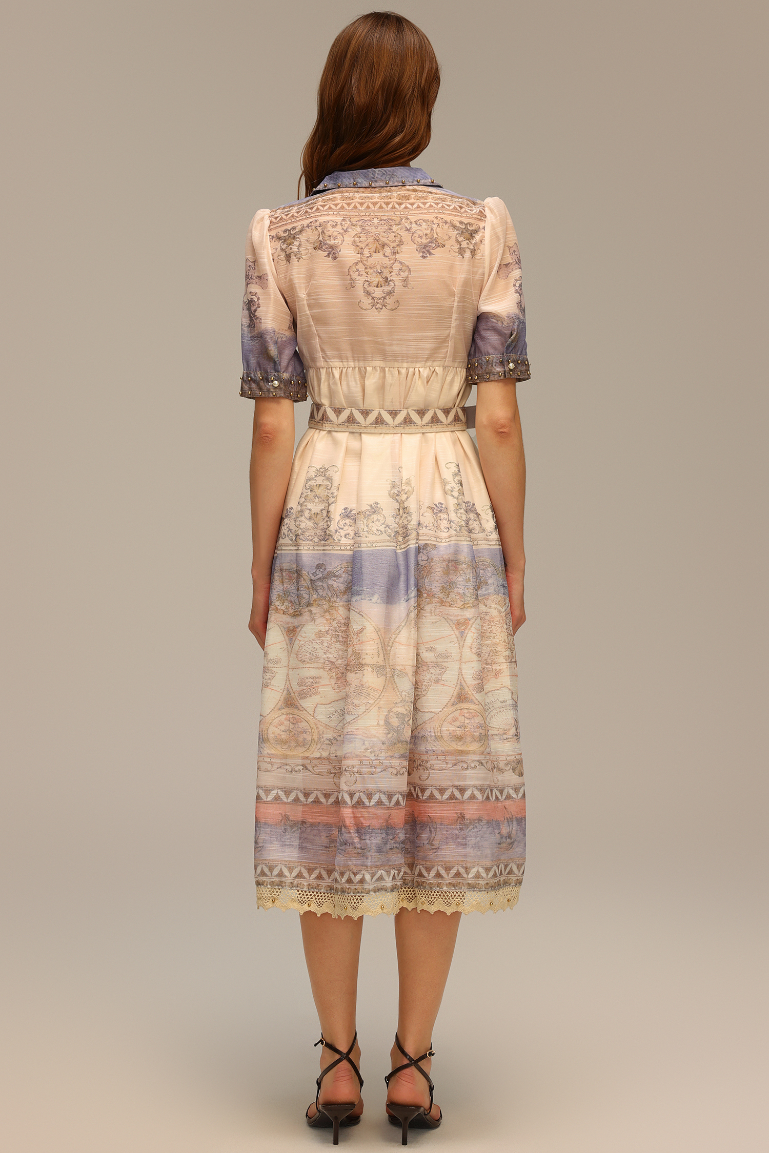 Kristie V-Neck Short Sleeve Floral Printed Midi Dress