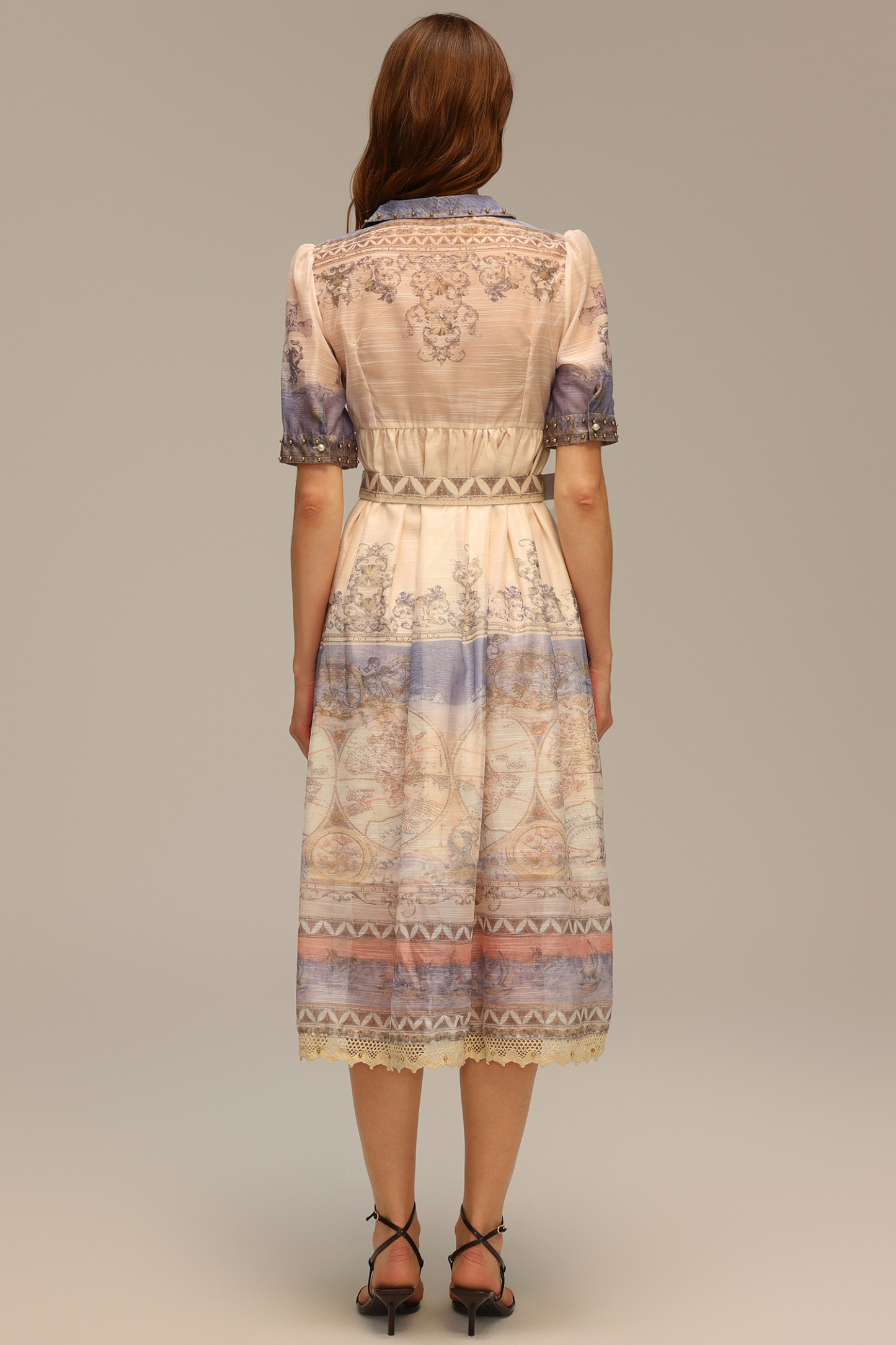 Kristie V-Neck Short Sleeve Floral Printed Midi Dress