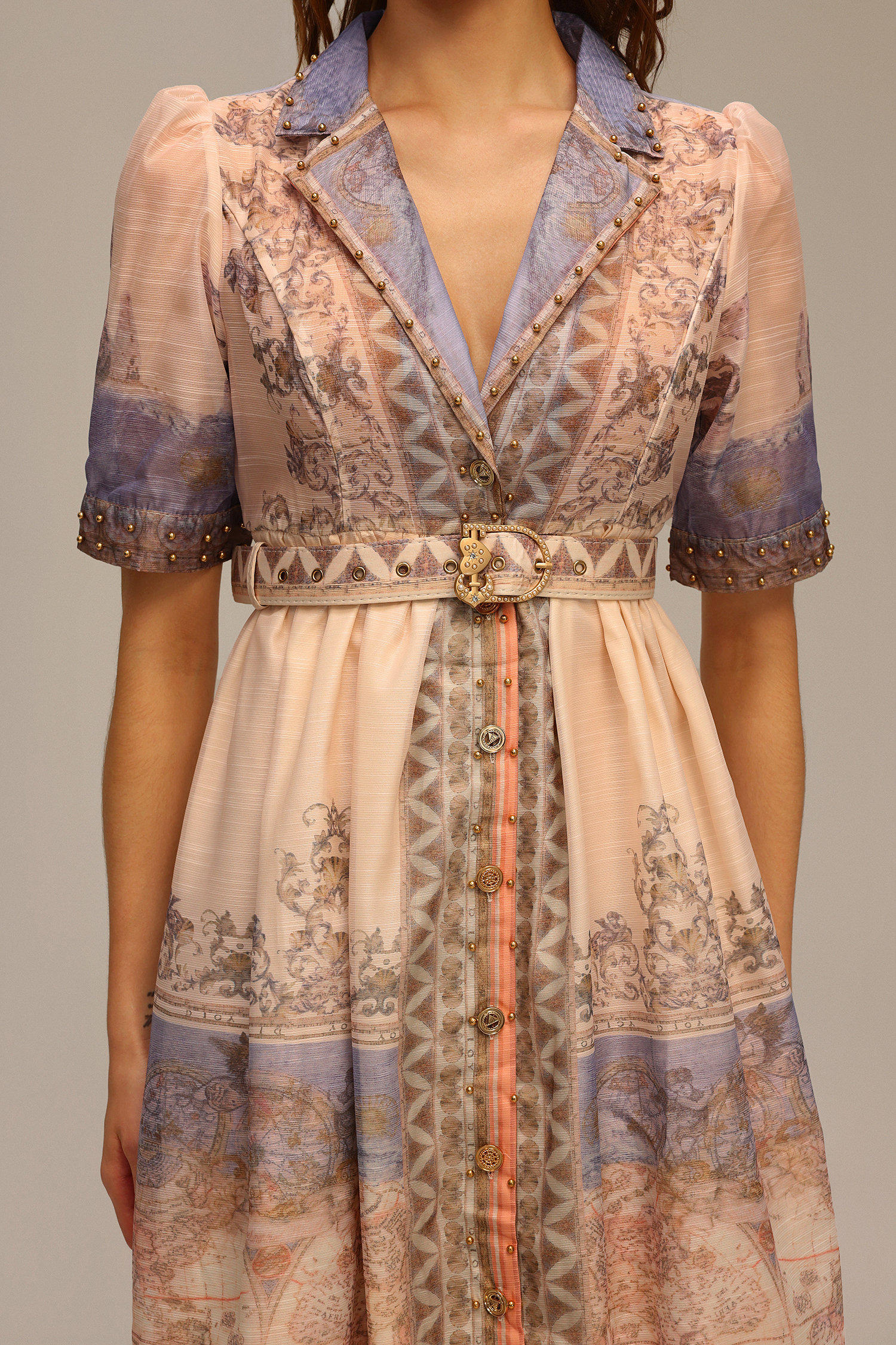 Kristie V-Neck Short Sleeve Floral Printed Midi Dress