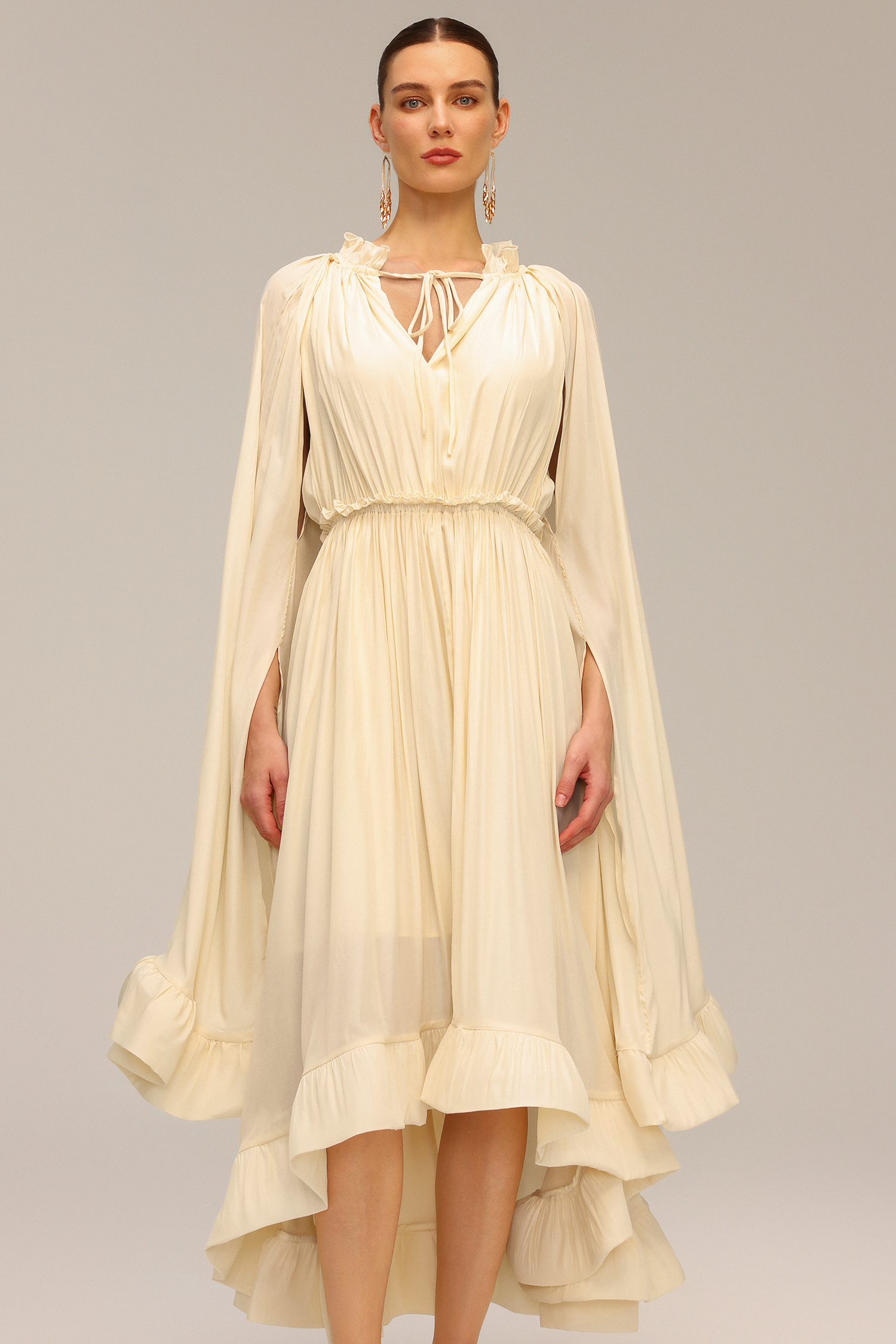 Fagaro Long Sleeve V-Neck Floral Midi Dress