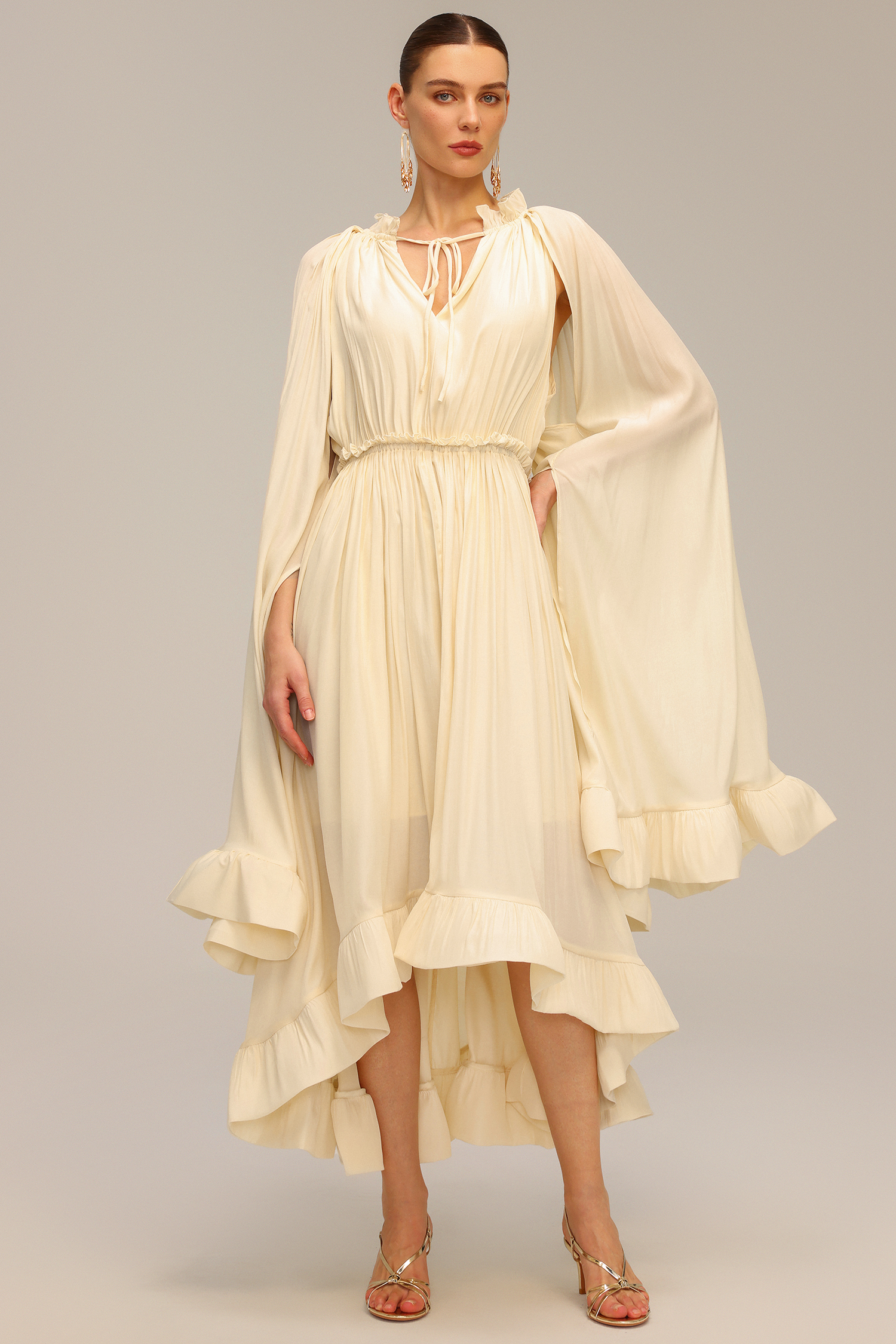 Fagaro Long Sleeve V-Neck Floral Midi Dress