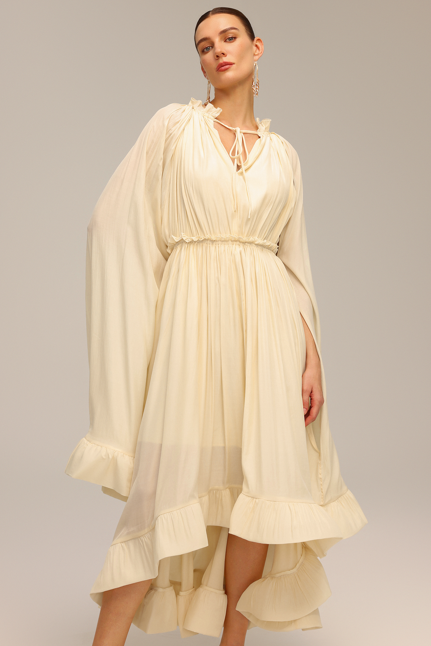 Fagaro Long Sleeve V-Neck Floral Midi Dress