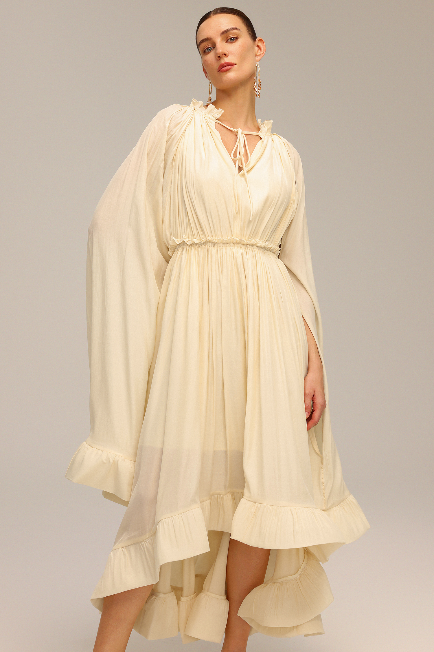 Fagaro Long Sleeve V-Neck Floral Midi Dress