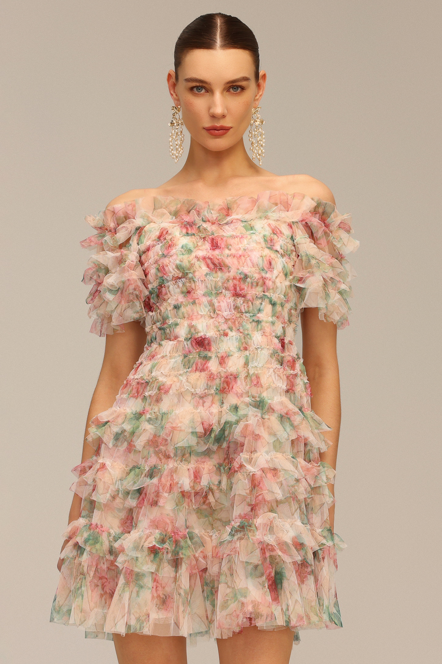 Hakula Off-The-Shoulder Flounce Mini Dress