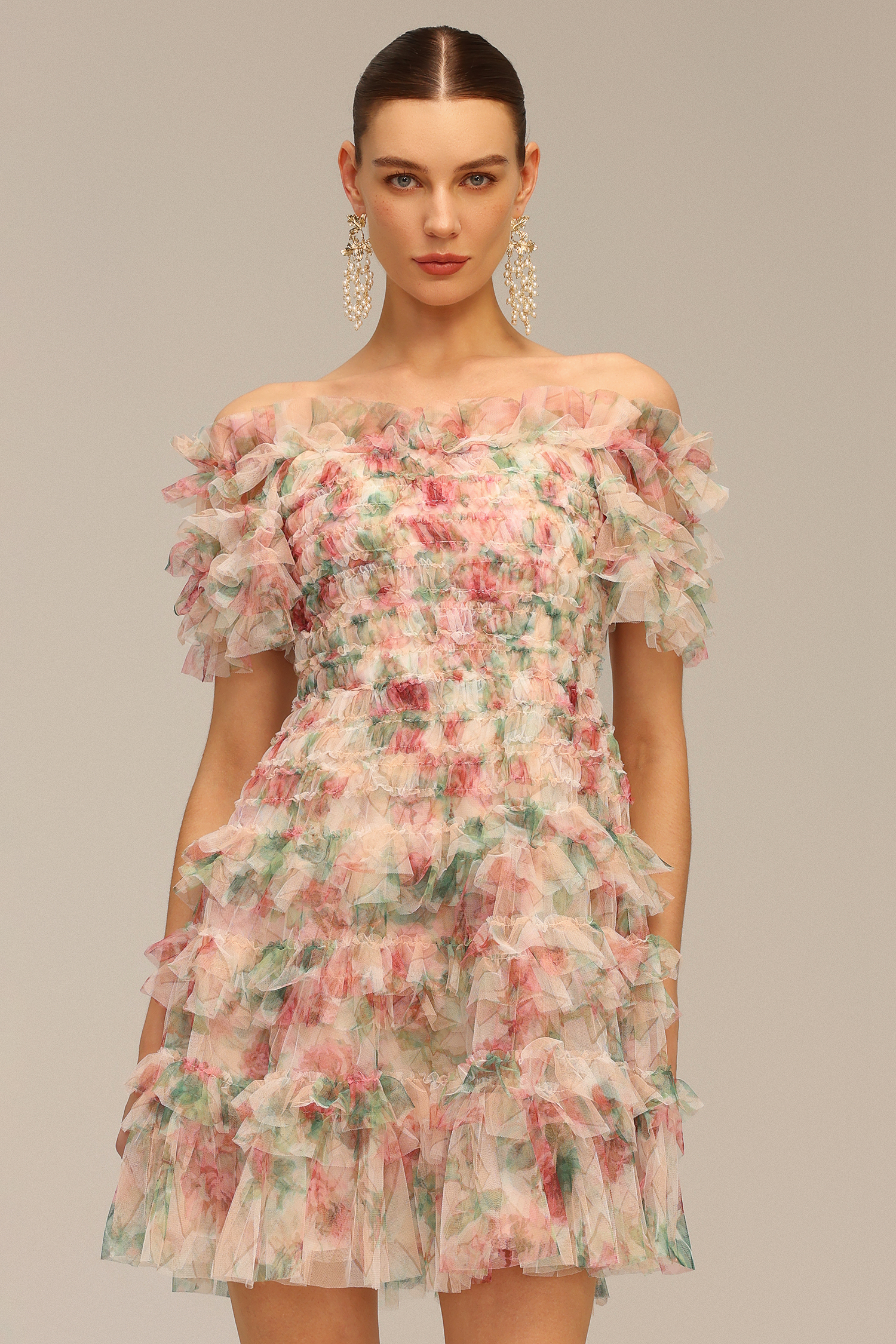 Hakula Off-The-Shoulder Flounce Mini Dress